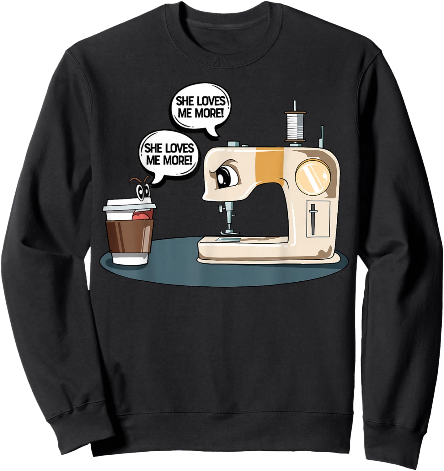 Sewing Coffee Quilting Seamstress Sewing Machine Coffee Sweatshirt - Sweatshirt | Black