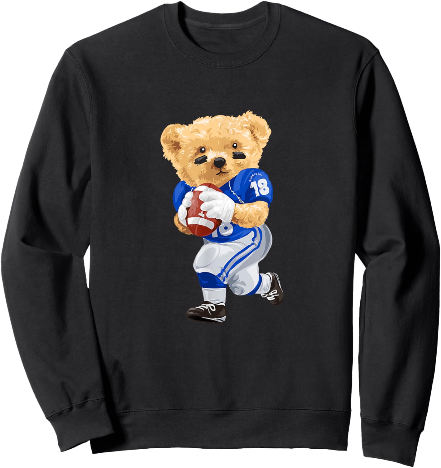 Cool Teddy Bear Playing Rugby Illustration Graphic Designs Sweatshirt - Sweatshirt | Black