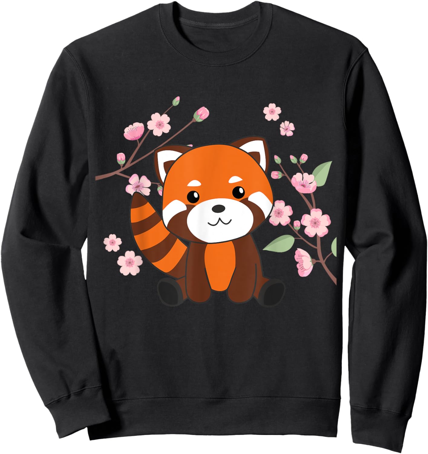 Red Panda Sweet Animals For Kawaii Cherry Blossoms Sweatshirt - Sweatshirt | Black