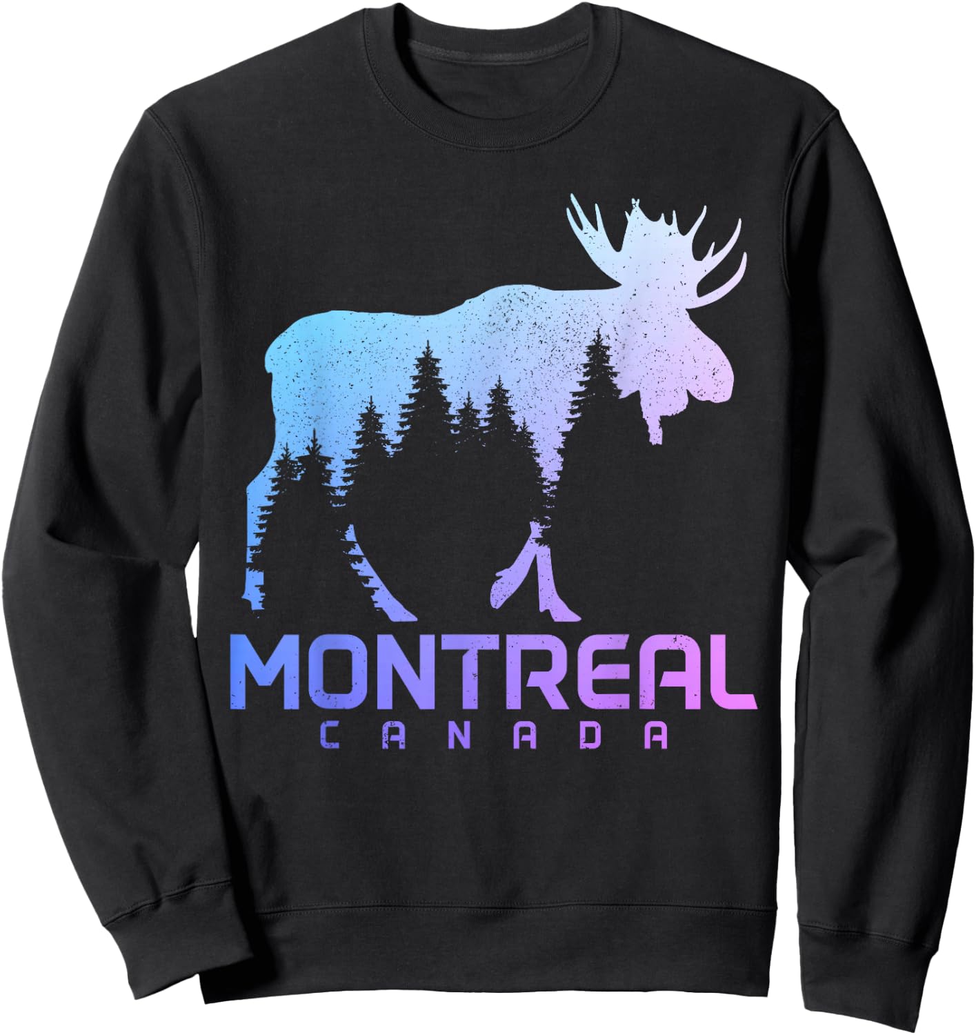 Montreal Quebec Canada Vintage Moose Souvenir Sweatshirt - Sweatshirt | Black