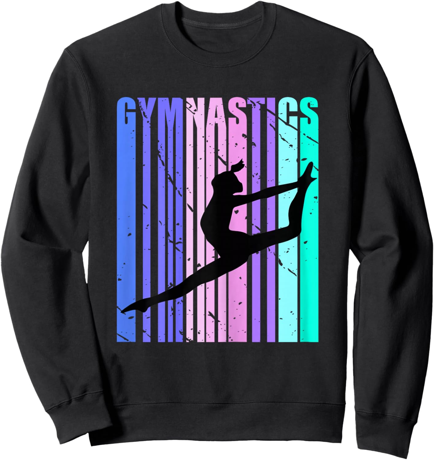 Retro Girls Gymnastics Purple Green Woman Women Gymnast Sweatshirt - Sweatshirt | Black
