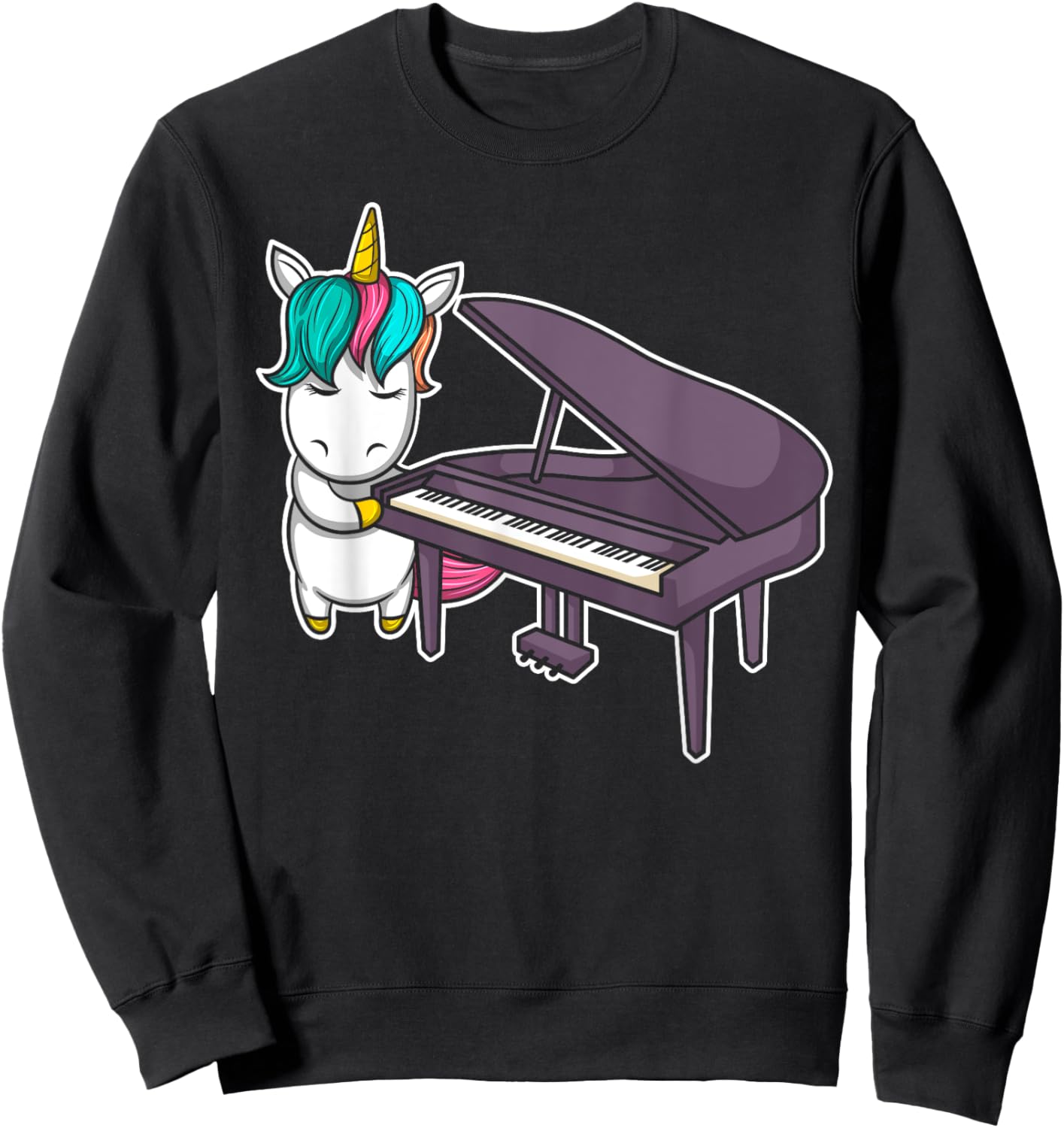 Cute Grand Piano Player Pianist Musician I Unicorn Sweatshirt - Sweatshirt | Black