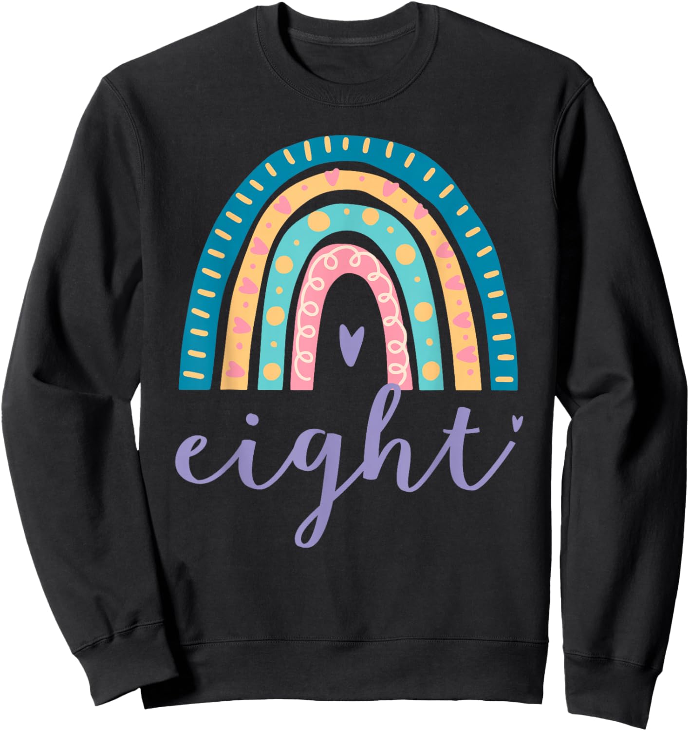 Eight Year Old Rainbow 8th Birthday Gifts for Girls 8 Bday Sweatshirt - Sweatshirt | Black