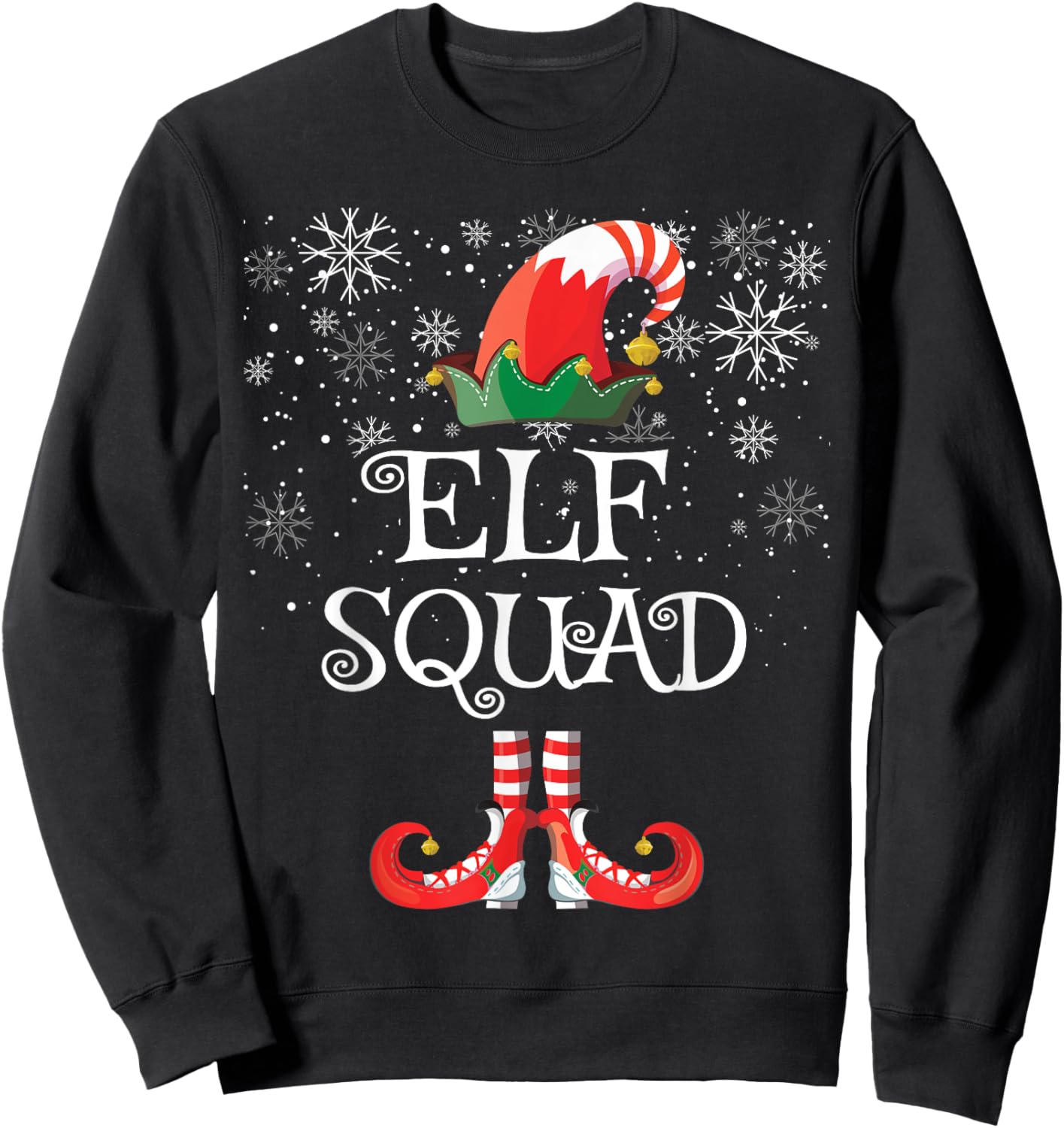 Elf Squad Shirt Funny Family Matching Christmas Sweatshirt - Sweatshirt | Black