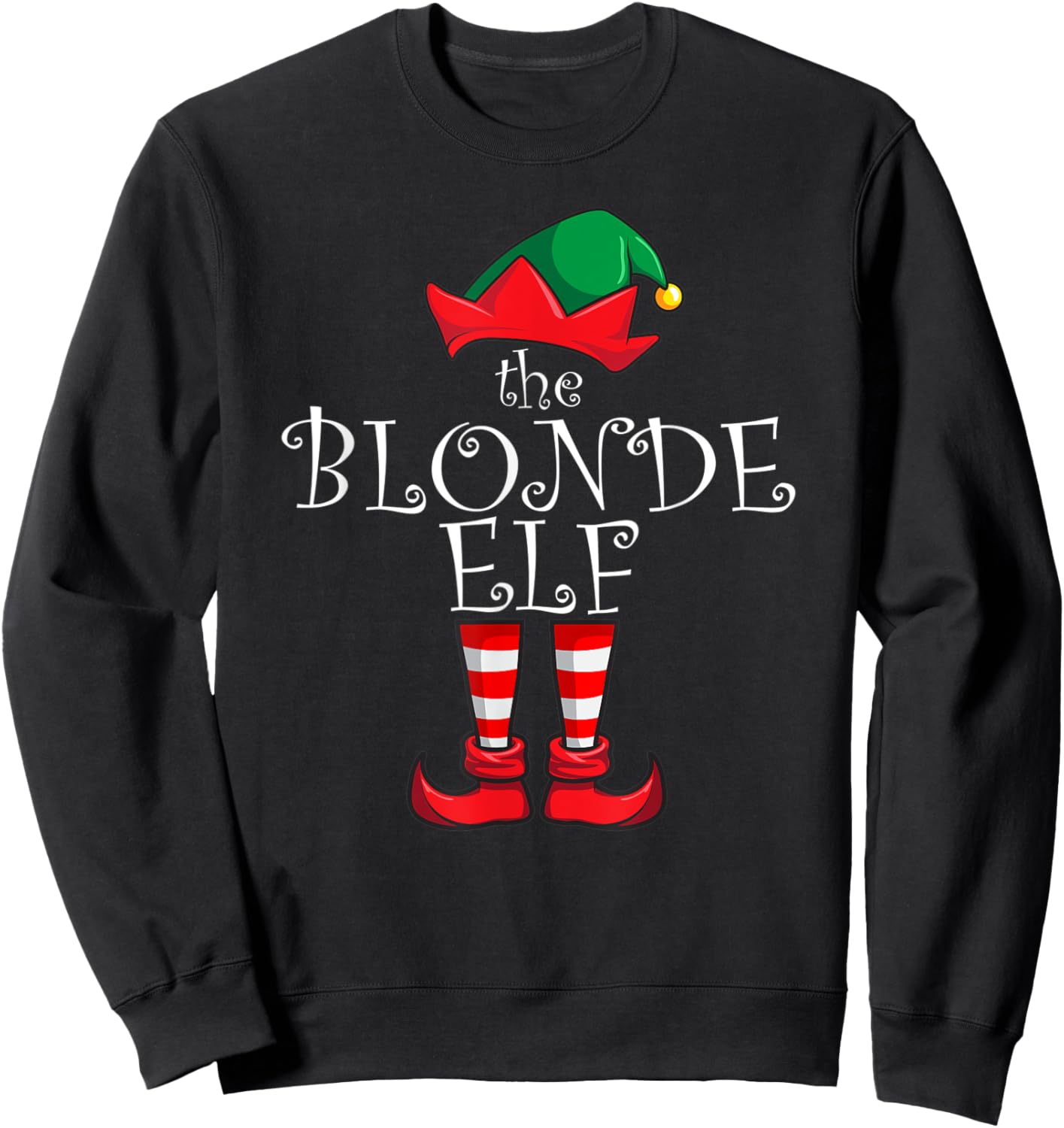 Blonde Elf Matching Family Christmas Party Pajama Blonde Elf Sweatshirt - Sweatshirt | Black