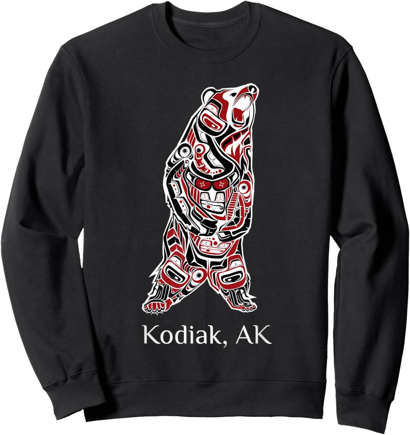 Kodiak Alaska Native American Indian Brown Grizzly Bear Gift Sweatshirt - Sweatshirt | Black