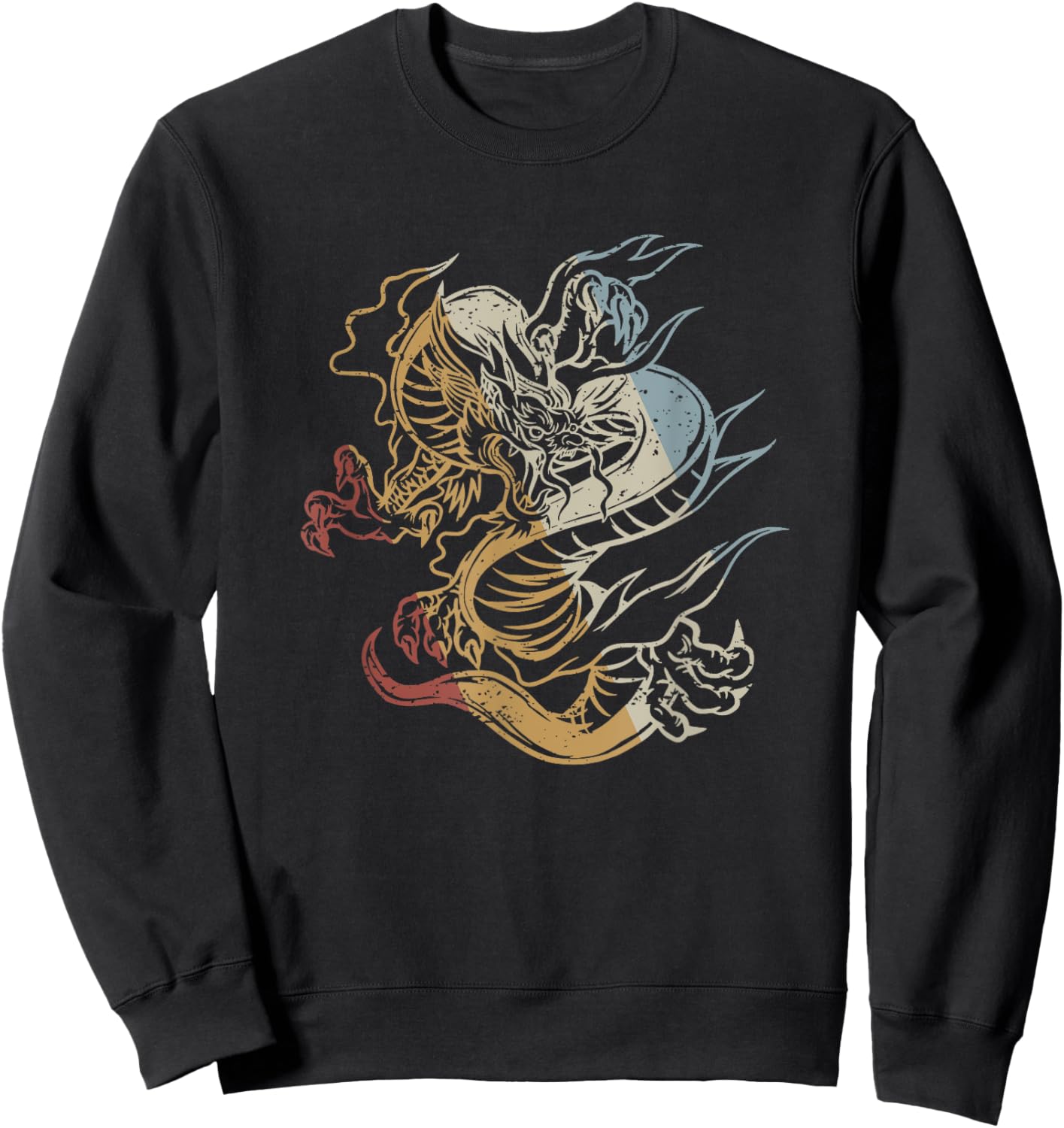 Dragon Retro Style Vintage Sweatshirt - Sweatshirt | Black