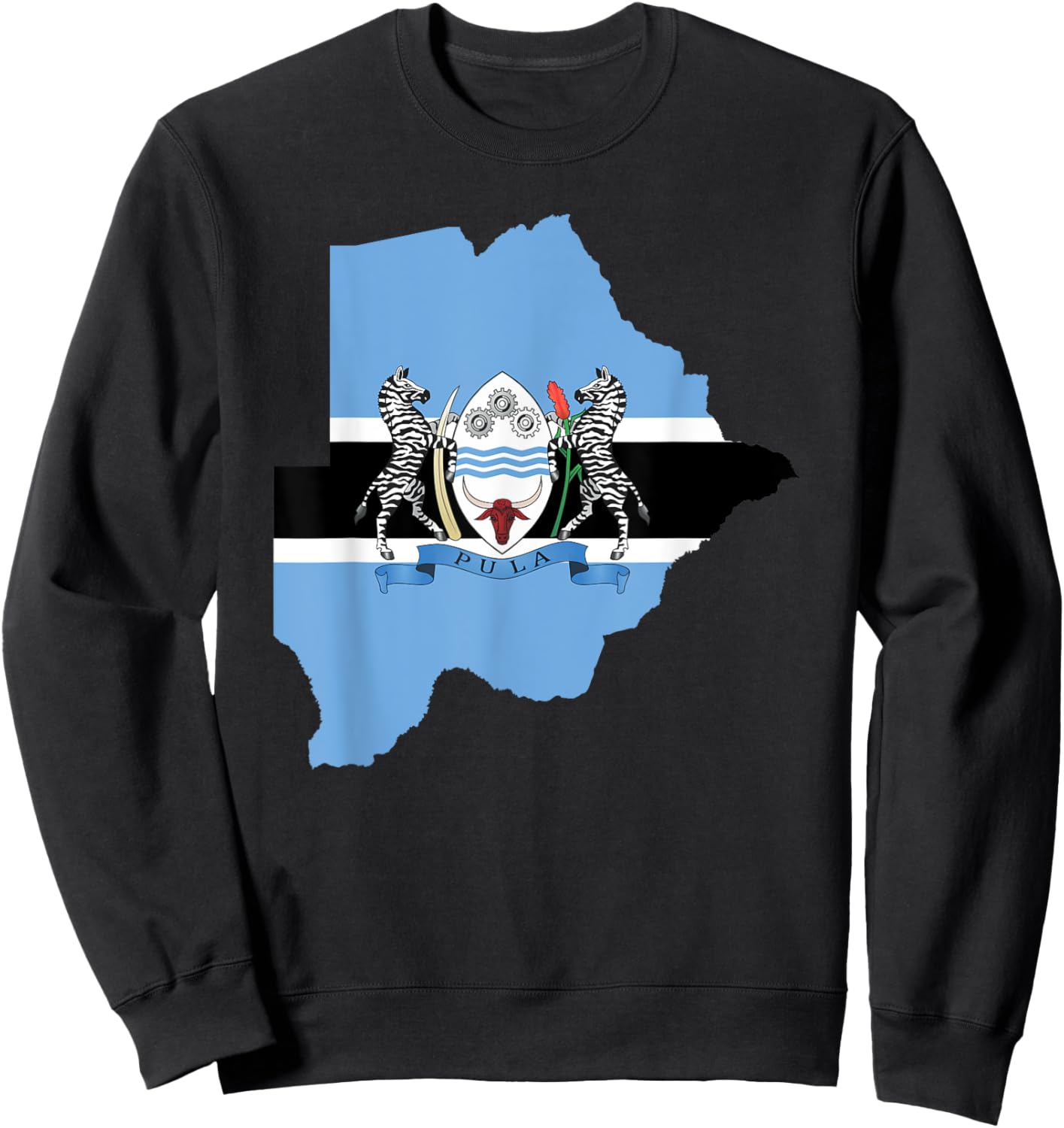 Botswana Flag Sweatshirt - Sweatshirt | Black