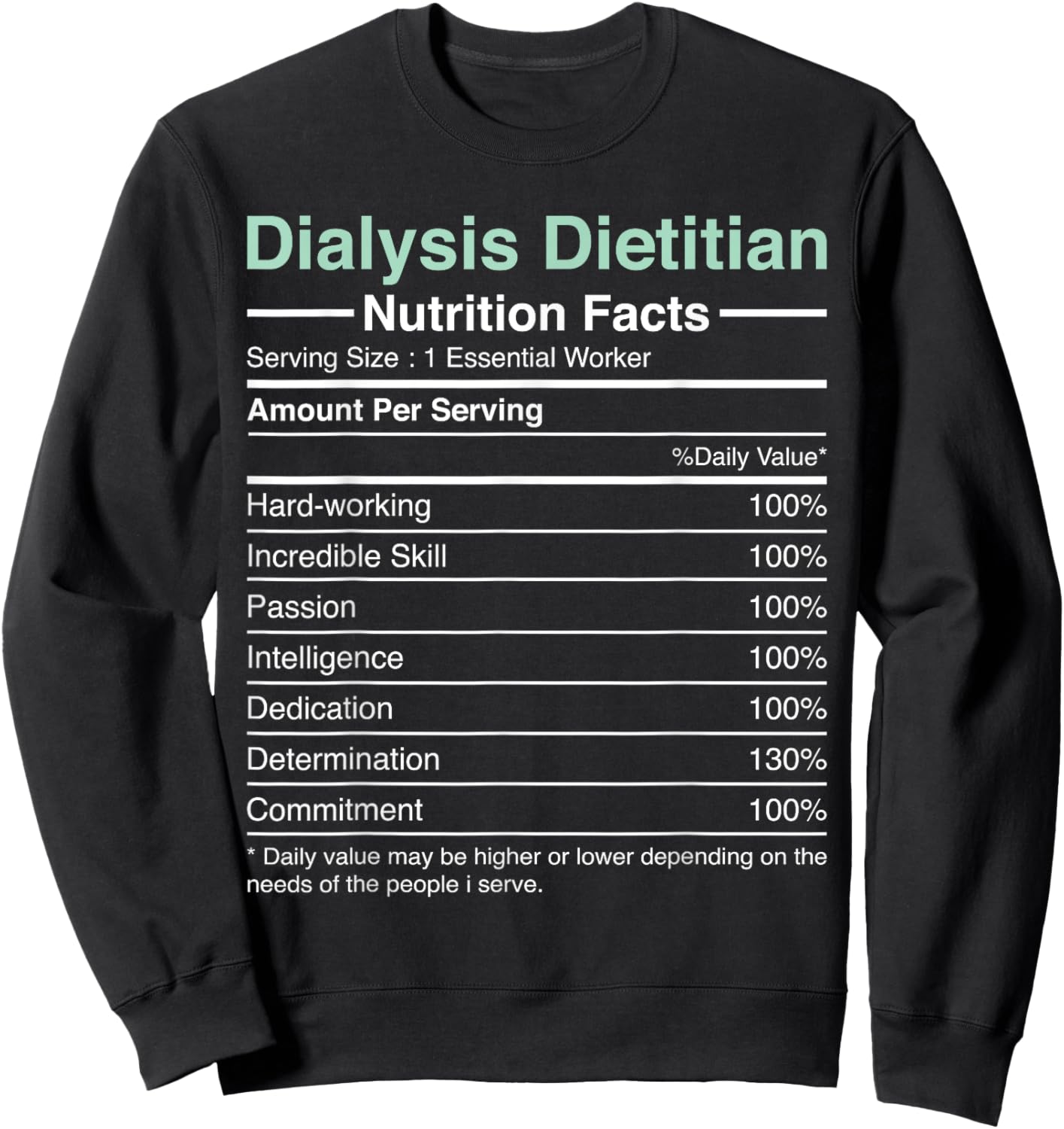 Dialysis Dietitian Nutrition Facts - Nephrology Dietitian Sweatshirt - Sweatshirt | Black