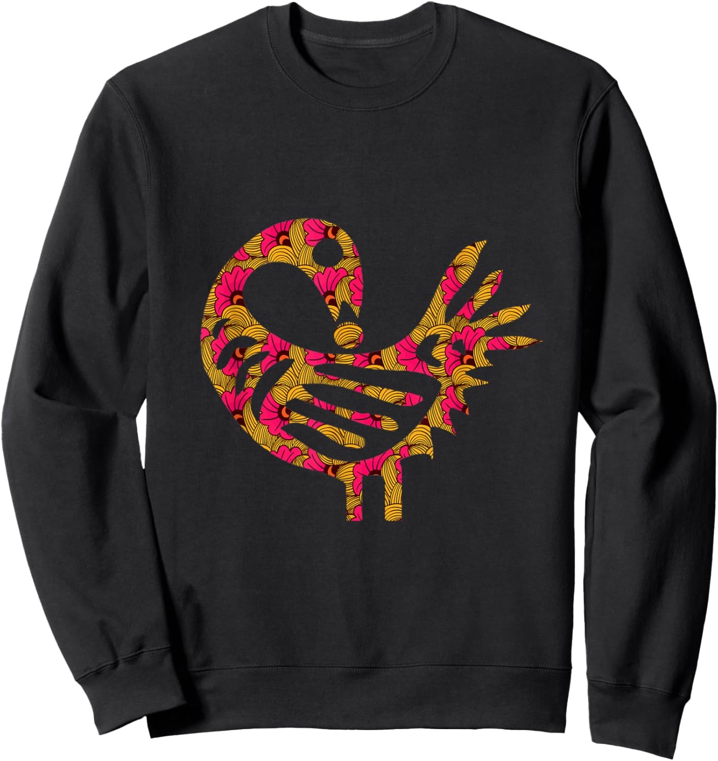 Sankofa Bird Creative Flower Afrocentric Adinkra Symbol Sweatshirt - Sweatshirt | Black