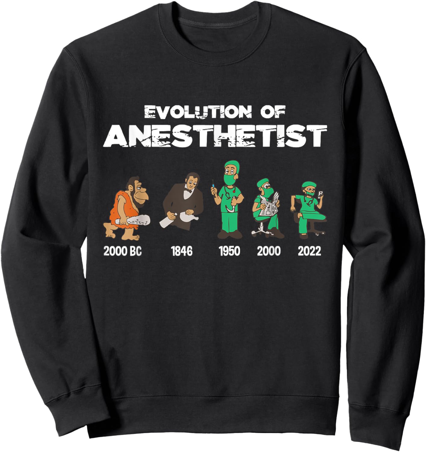 Evolution Anesthetist - Anesthesiologist Anesthesia Sweatshirt - Sweatshirt | Black