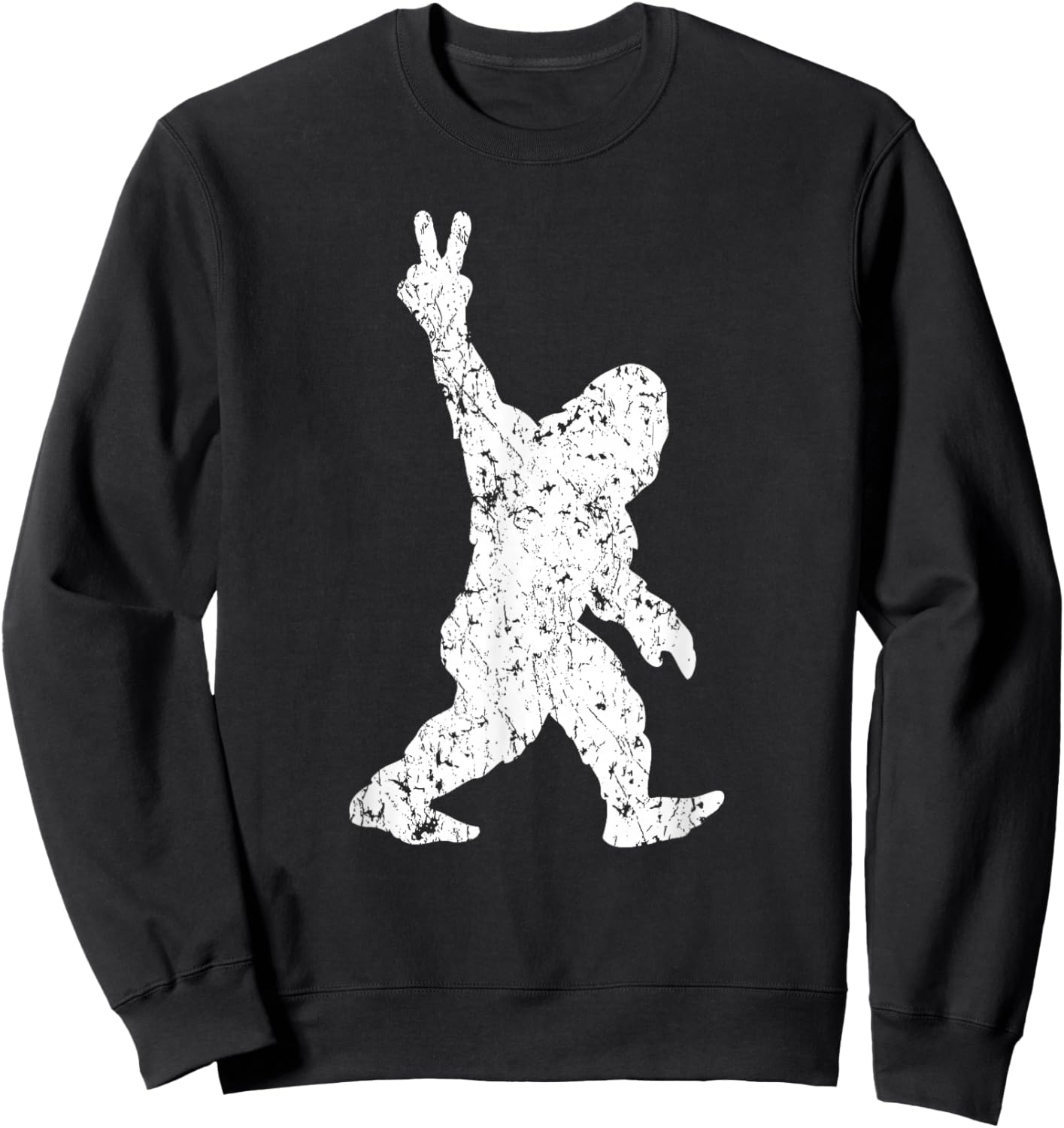 Funny Vintage Style Sasquatch Bigfoot Peace Sign Retro Yeti Sweatshirt - Sweatshirt | Black