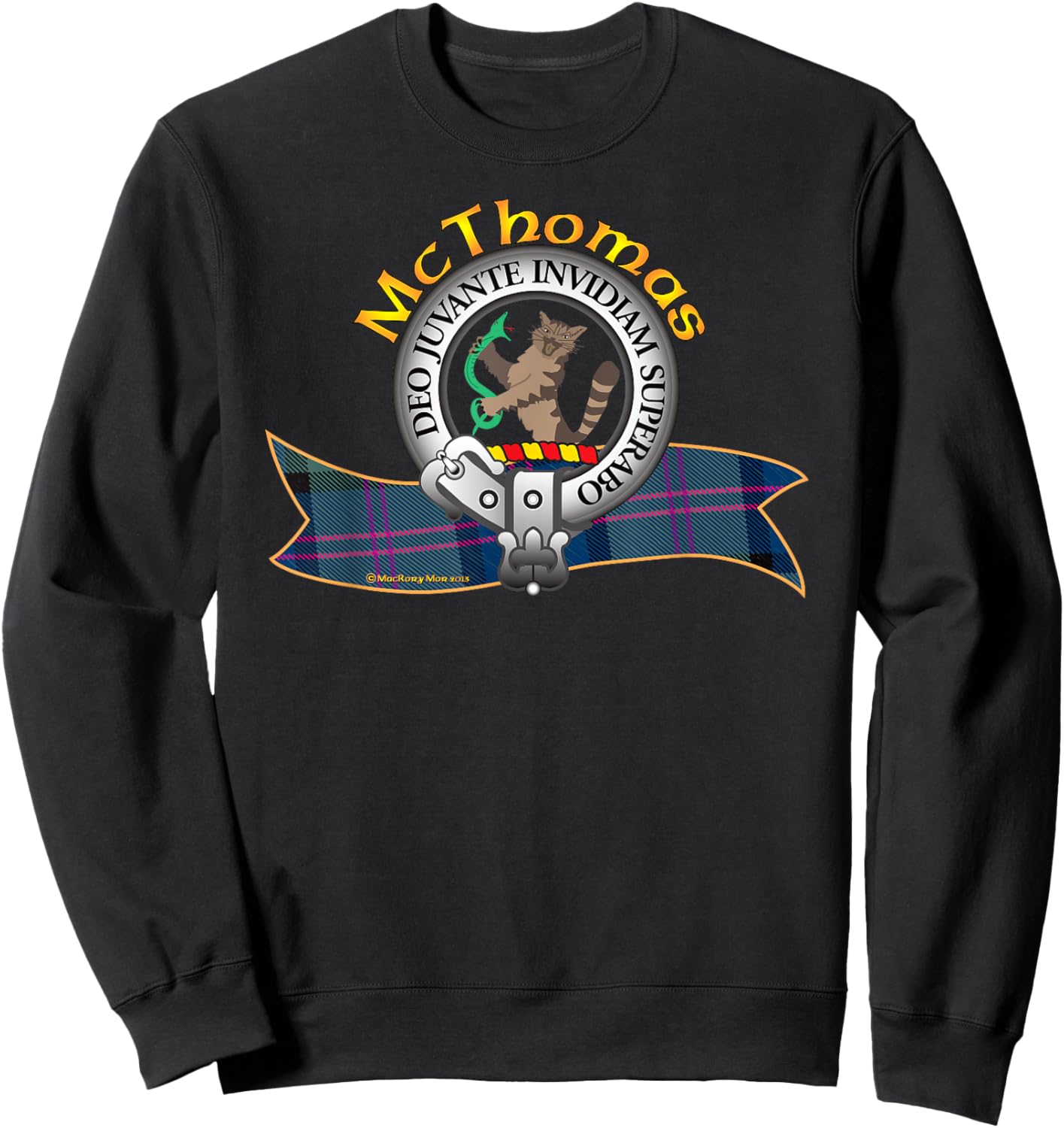 McThomas Clan Tartan Crest Motto Sweatshirt - Sweatshirt | Black