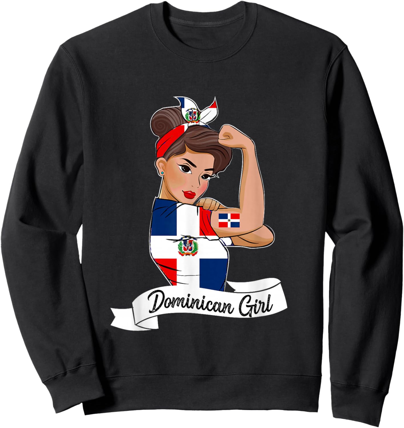 Dominicana Girl Flag RD Dominican Republic Women Pride Sweatshirt - Sweatshirt | Black