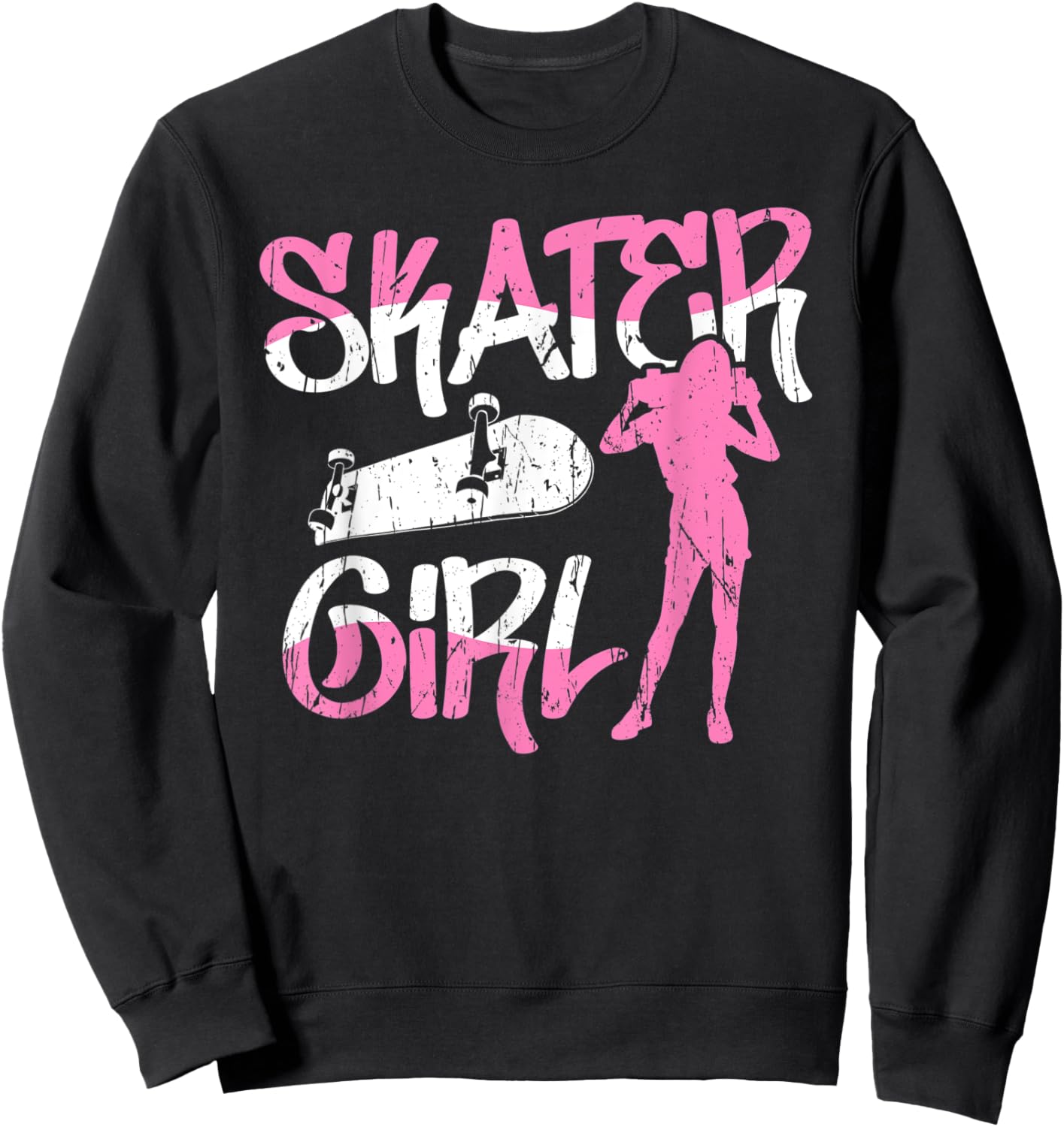 Sk8er Girl Skater Skateboard Retro 90s Sweatshirt - Sweatshirt | Black