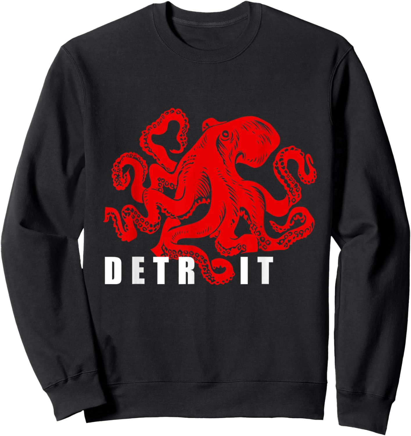 Detroit Michigan Souvenir | Octopus Kraken Detroit Sweatshirt - Sweatshirt | Black