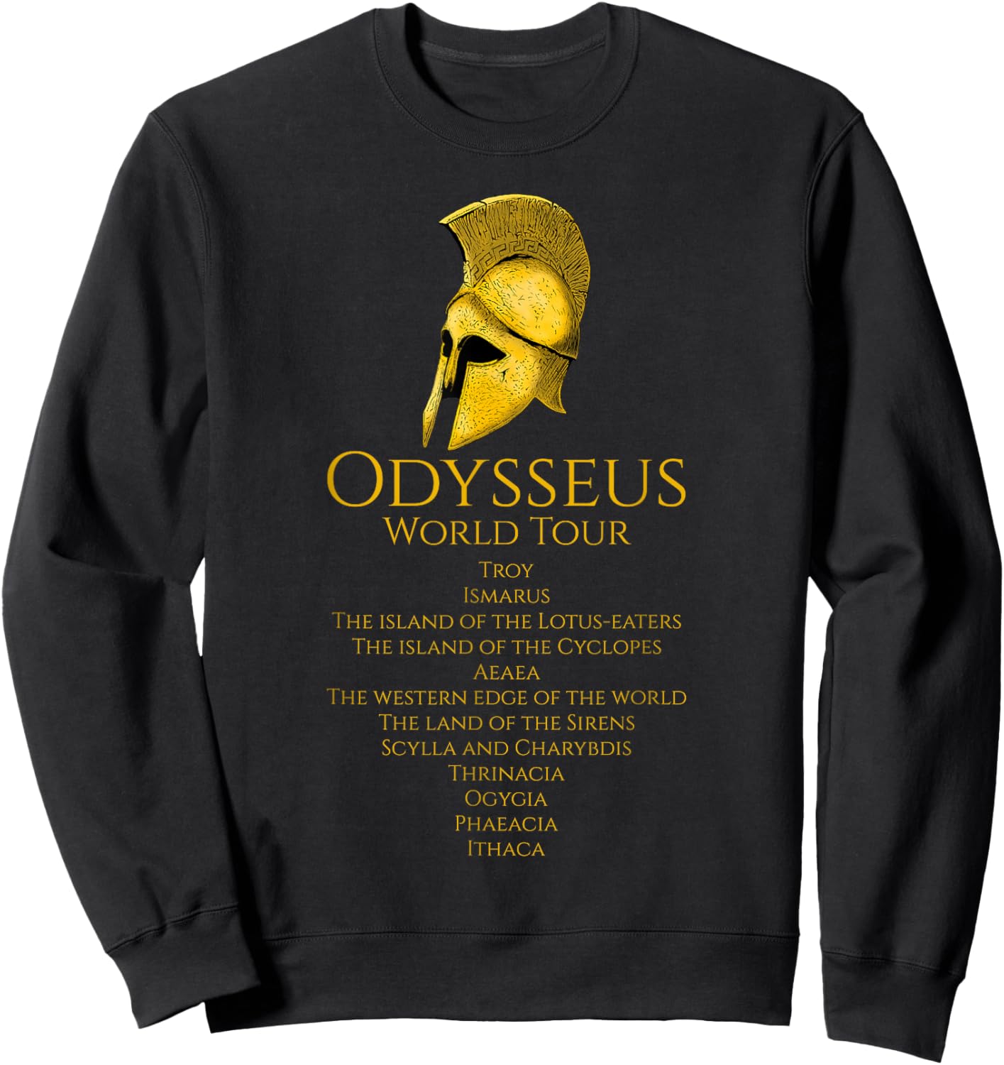 Ancient Greek Mythology & Classical History Gifts - -Adults Black Small Classic Fit Short Sleeve - Greek Mythology - Odysseus World Tour - Ancient Greece - Epic Greek Mythology Sweatshirt - Sweatshirt | Black