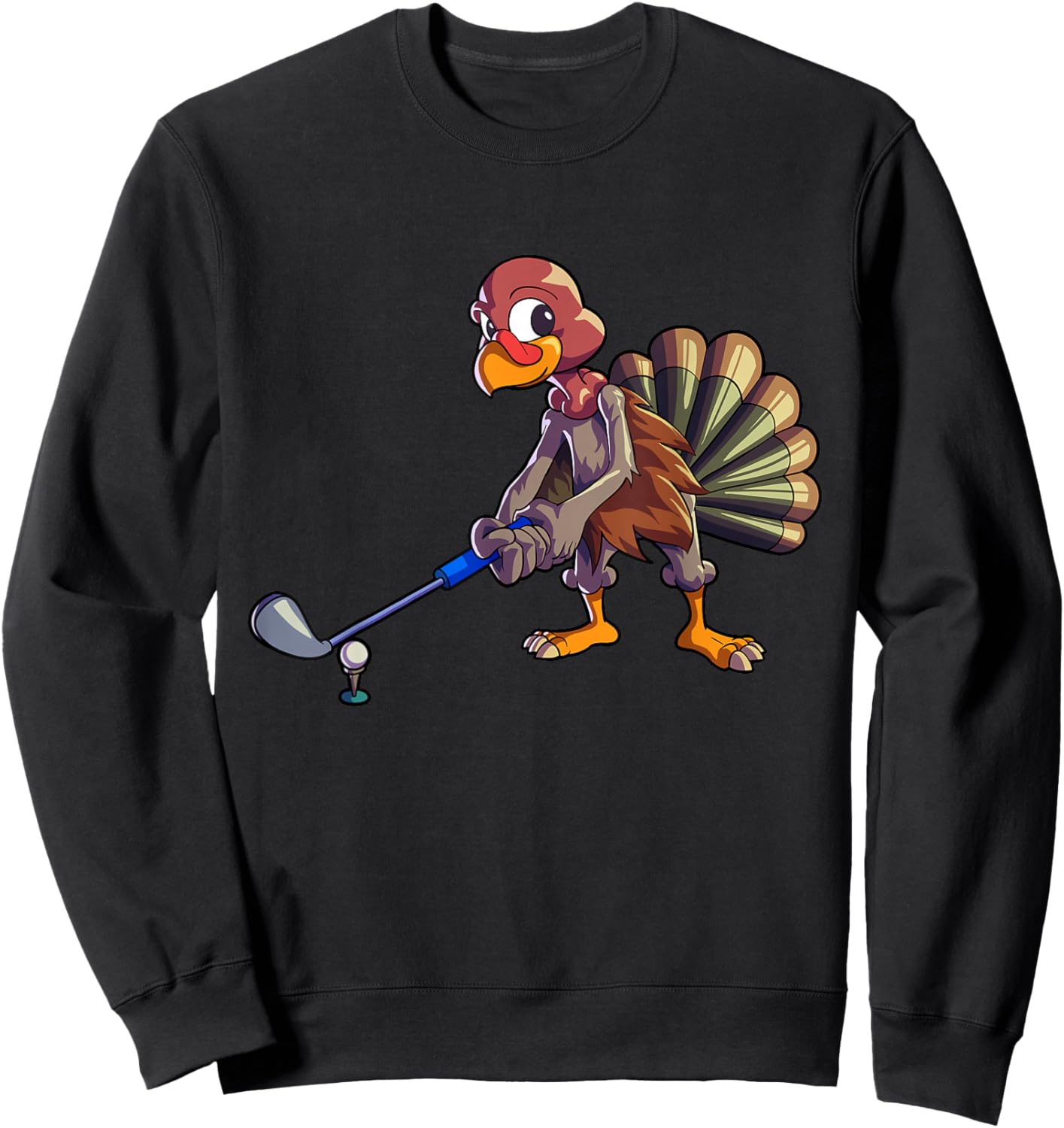 Golf Club Thanksgiving Shirt Men Kids Boys Golfing Turkey Sweatshirt - Sweatshirt | Black