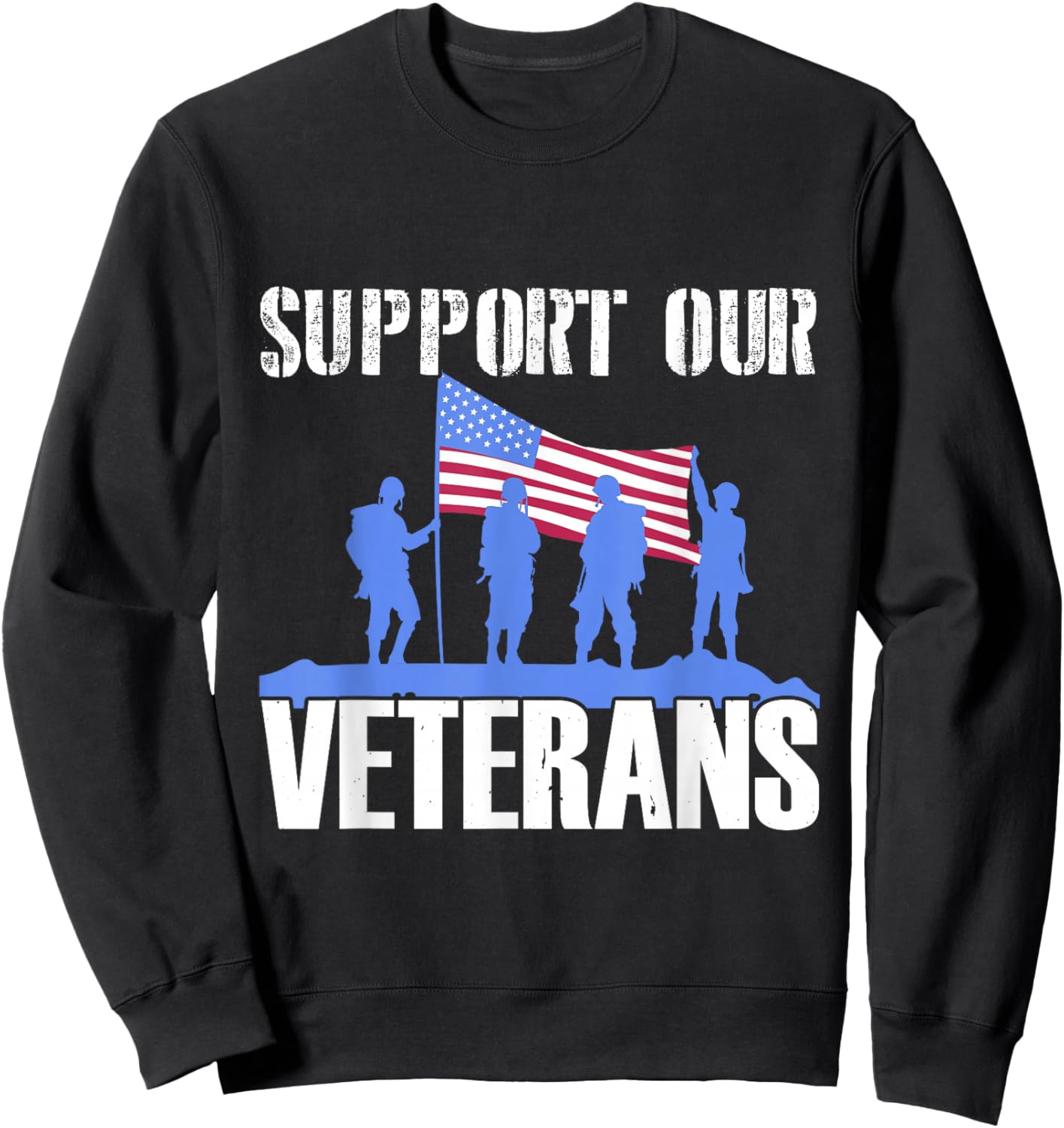 American Flag Support our Veterans Sweatshirt - Sweatshirt | Black