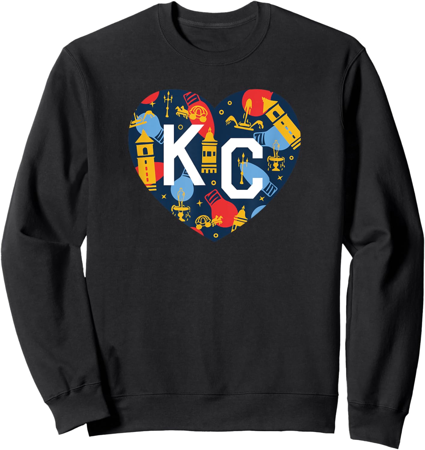 Kansas City KC Plaza Lights Holiday Festive Christmas Heart Sweatshirt - Sweatshirt | Black