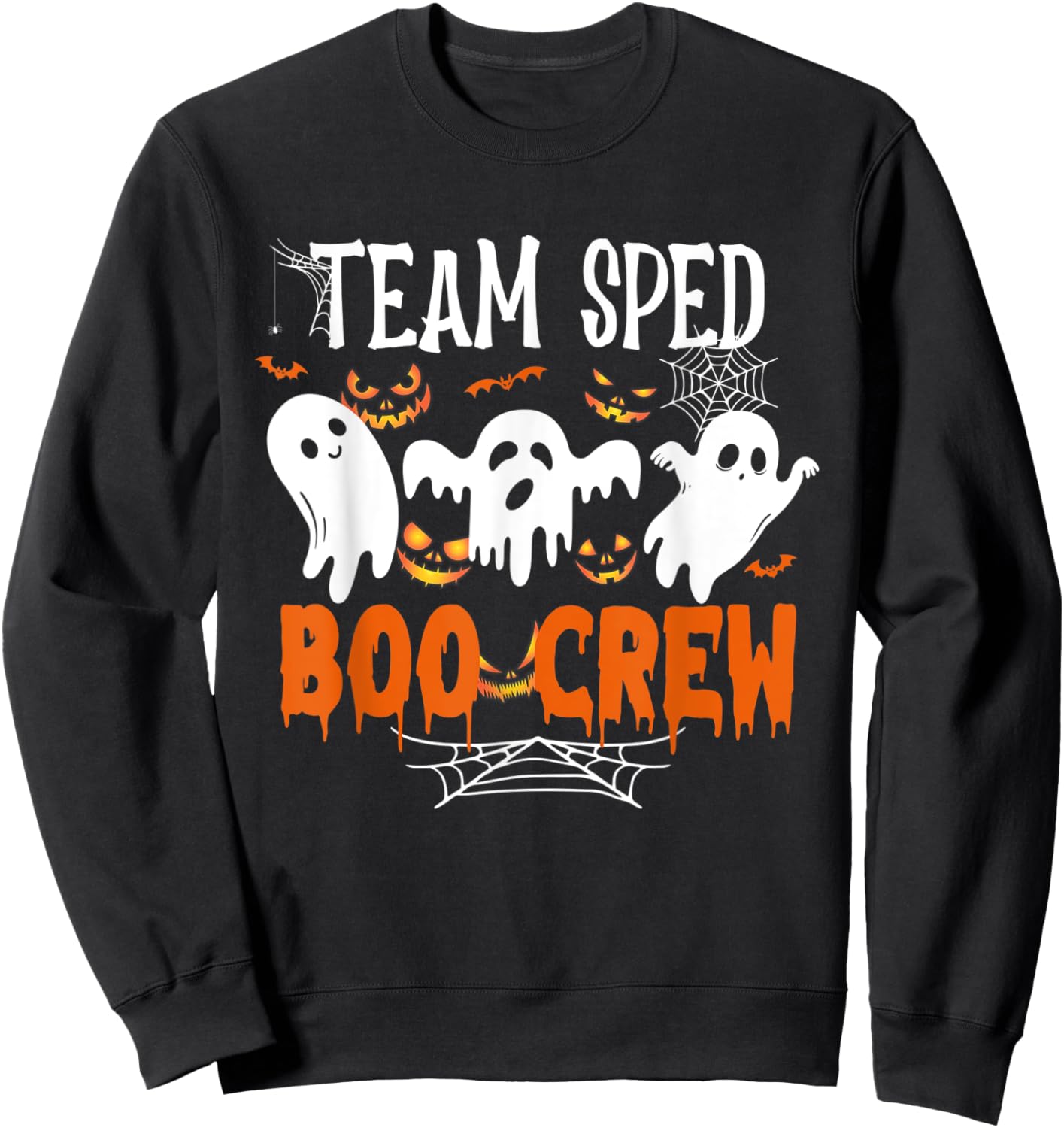 Team Sped Boo Crew Halloween Ghost Sped Teacher Halloween Women Sweatshirt - Sweatshirt | Black