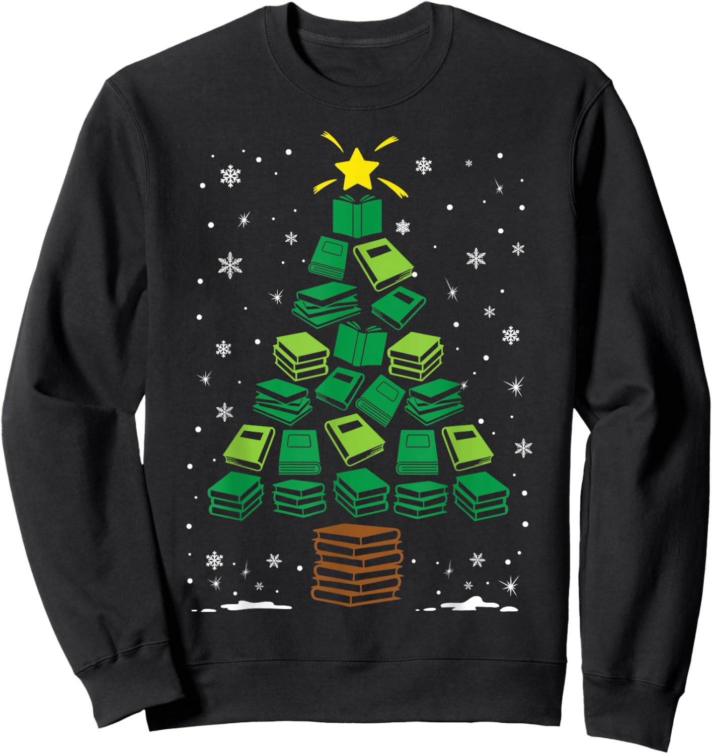 Book Worm Lovers Holiday Family Matching Christmas Tree Sweatshirt - Sweatshirt | Black