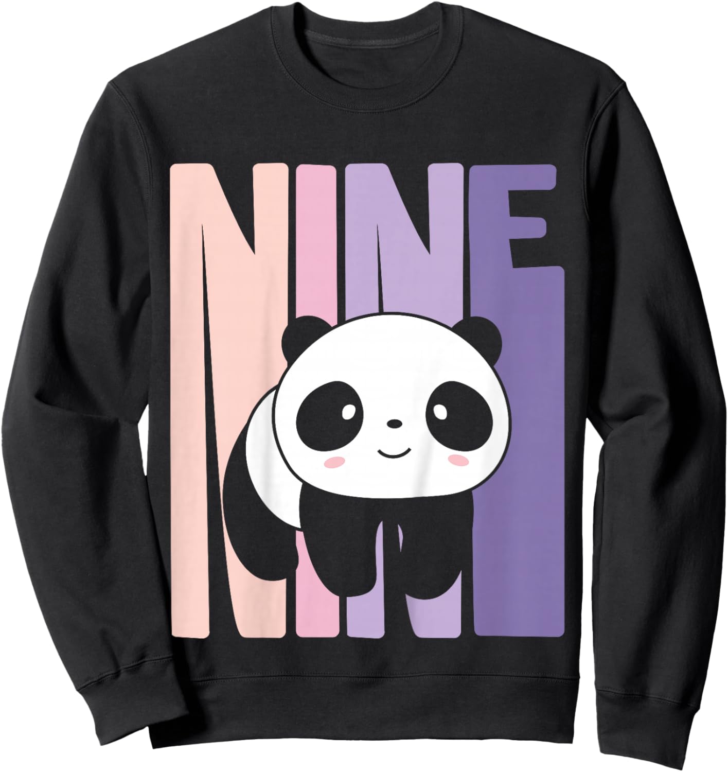 9 Year Old Cute Panda Birthday Girl 9th B-day Sweatshirt - Sweatshirt | Black