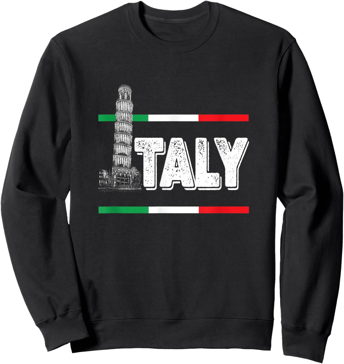 Leaning Tower of Pisa Italy Italian Flag Pride Theme Sweatshirt - Sweatshirt | Black