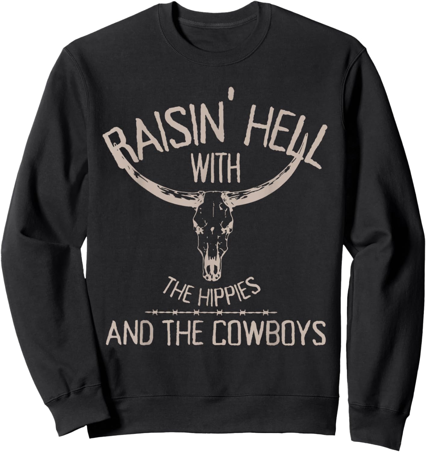 Hippies and Cowboys Western Cowhide Cowgirls Small Sweatshirt - Sweatshirt | Black