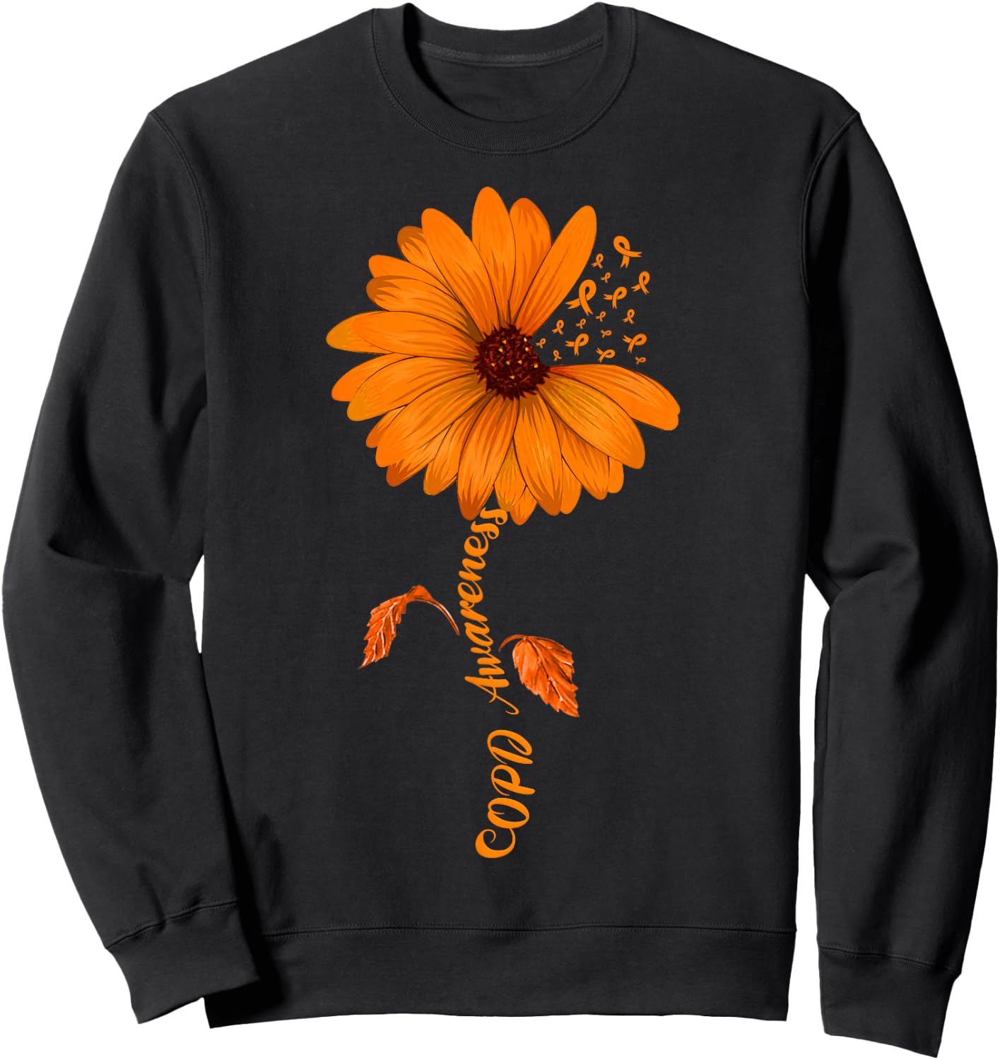 COPD Awareness Sunflower Orange Ribbon Sweatshirt - Sweatshirt | Black