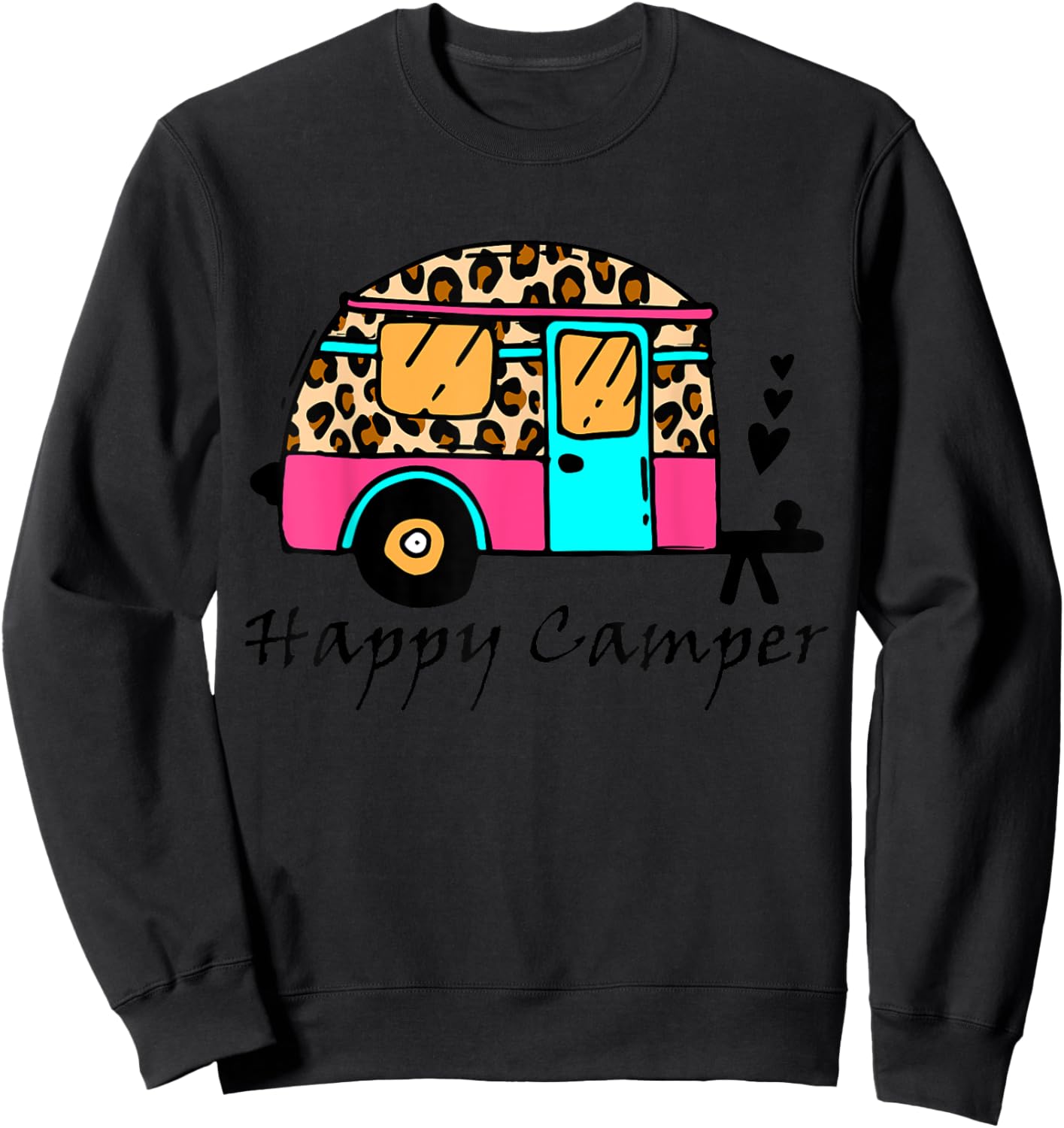 Camper happy summer camp camping leopard funny glamping Men Women Sweatshirt - Sweatshirt | Black