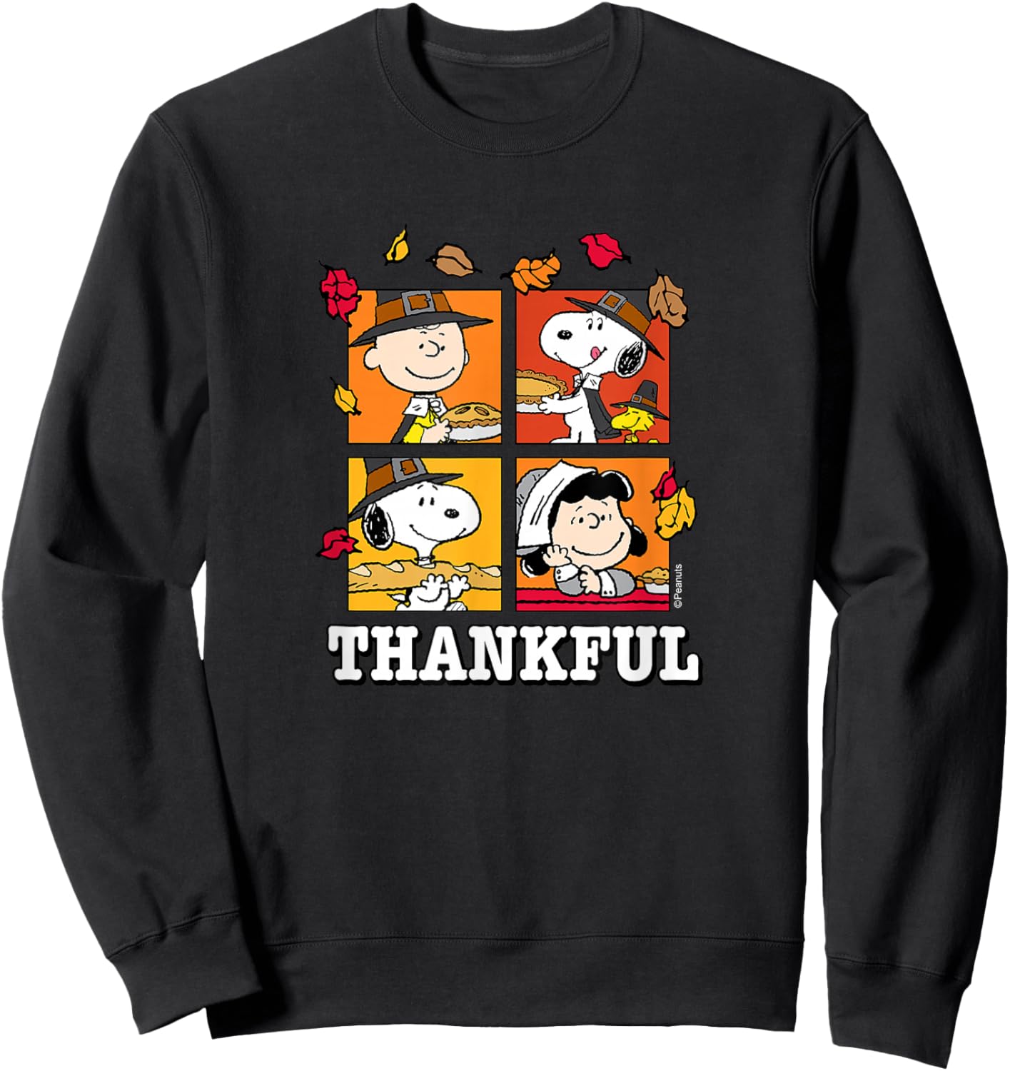 Peanuts - Snoopy Charlie Brown Lucy Thankful Sweatshirt - Sweatshirt | Black