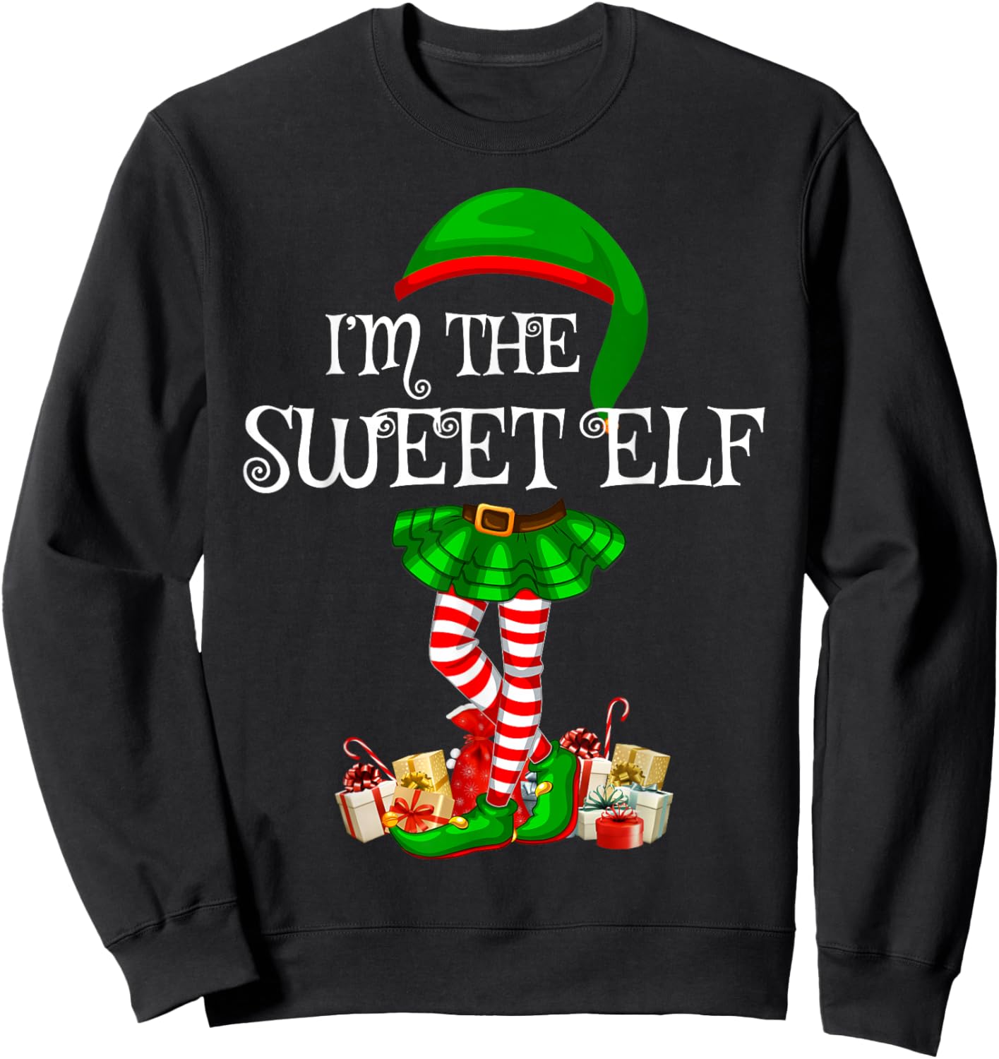 Matching Family Group I'm The Sweet Elf Christmas Sweatshirt - Sweatshirt | Black
