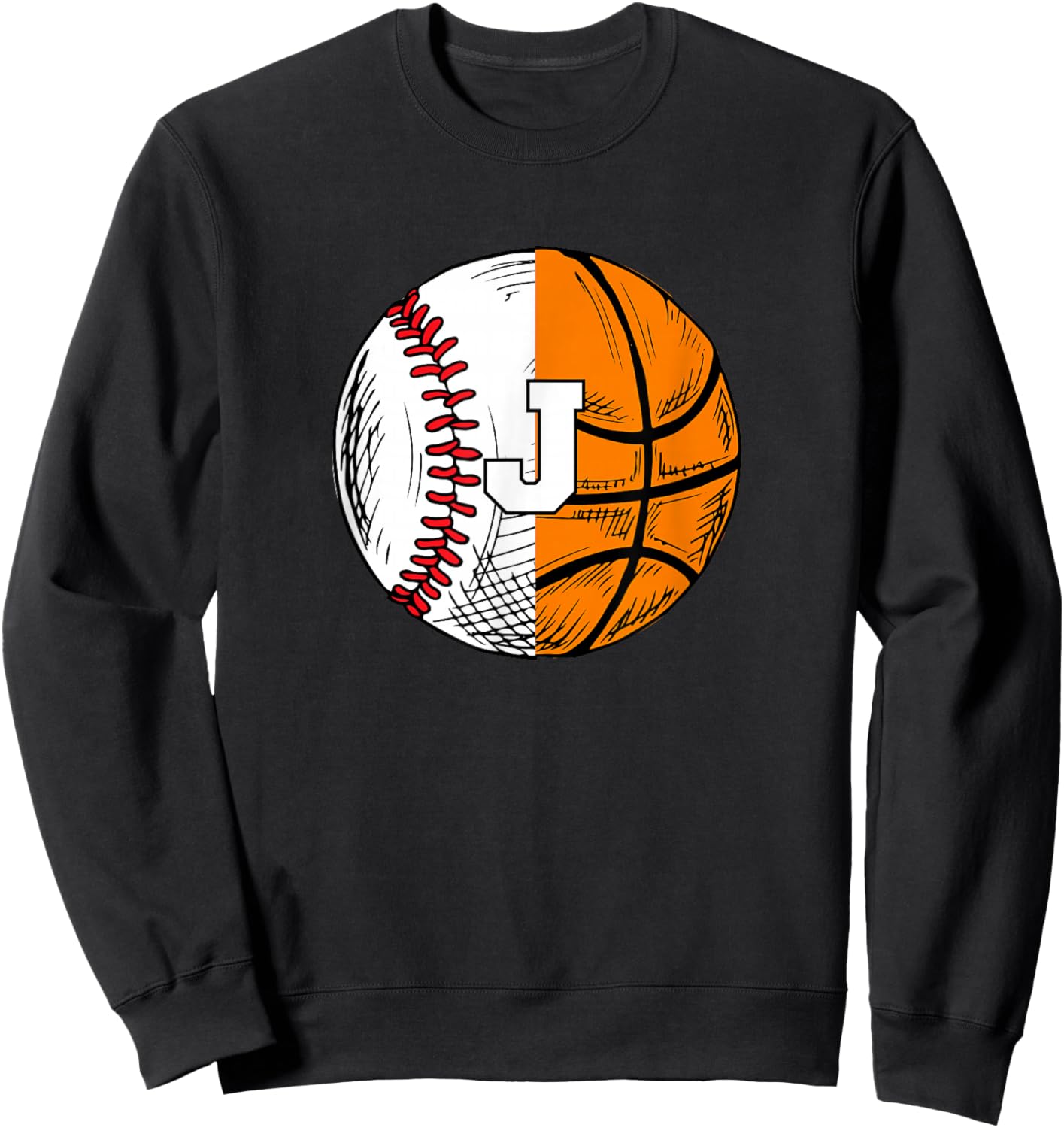 Letter J Baseball Basketball Sweatshirt - Sweatshirt | Black
