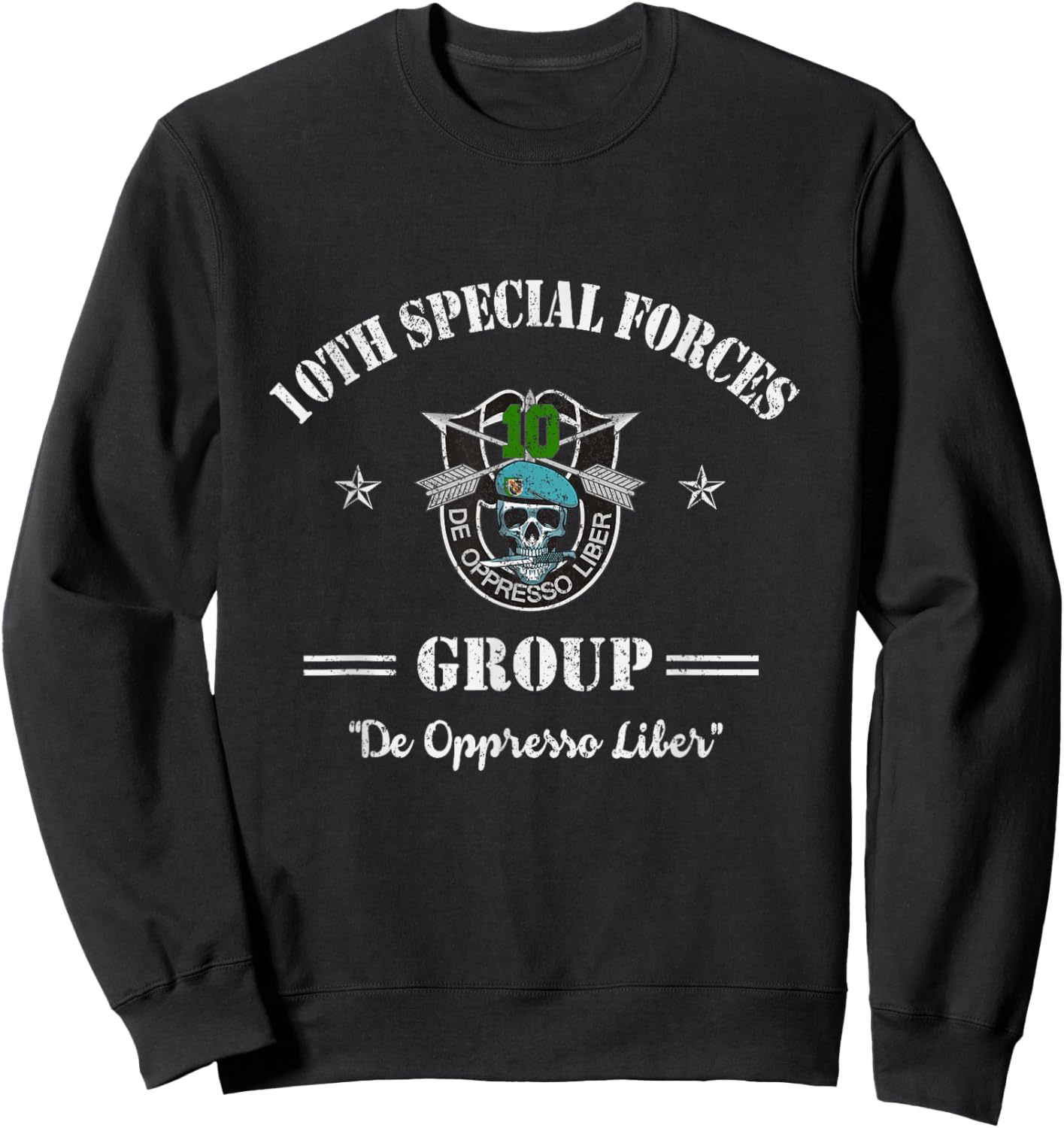 10th Special Forces Group Veteran 10th SFG De Oppresso Liber Sweatshirt - Sweatshirt | Black