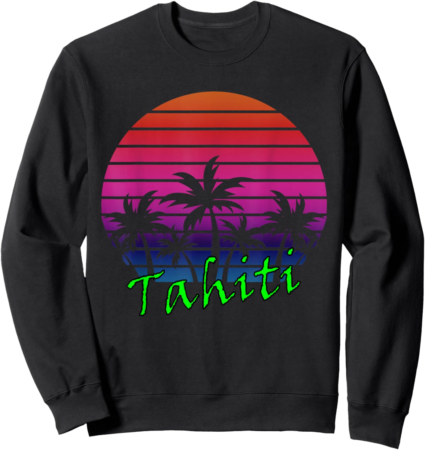 Tahiti Retro Vintage Sunset Sweatshirt - Sweatshirt | Black