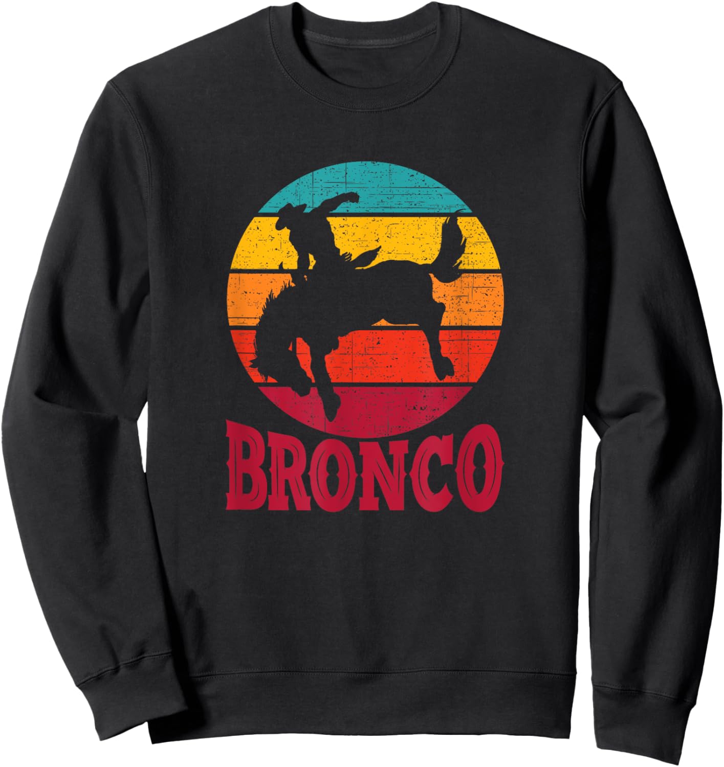 Rodeo Bucking Bronco Horse Vintage Retro Style Sweatshirt - Sweatshirt | Black