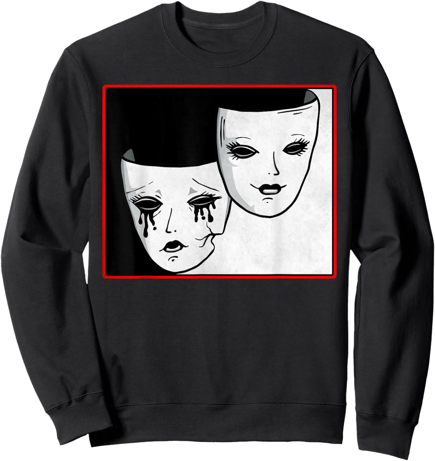 Theater Mask Soft Grunge Darma Comedy And Tragedy Goth Sweatshirt - Sweatshirt | Black