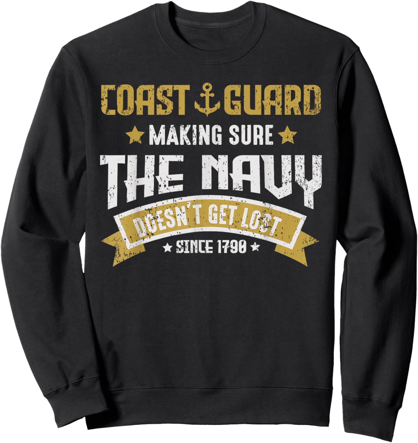 Coast Guard Veteran USCG Patriotic Vintage Veterans Day Sweatshirt - Sweatshirt | Black