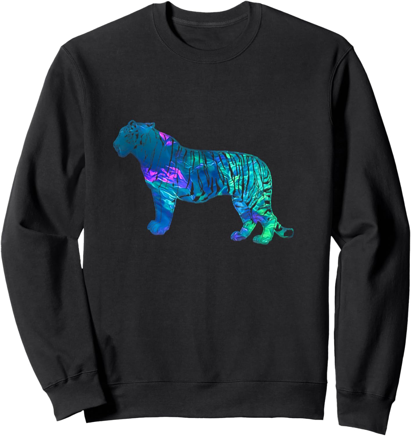 Cyan Blue Violet teal Tiger For Animal lover Christmas Sweatshirt - Sweatshirt | Black