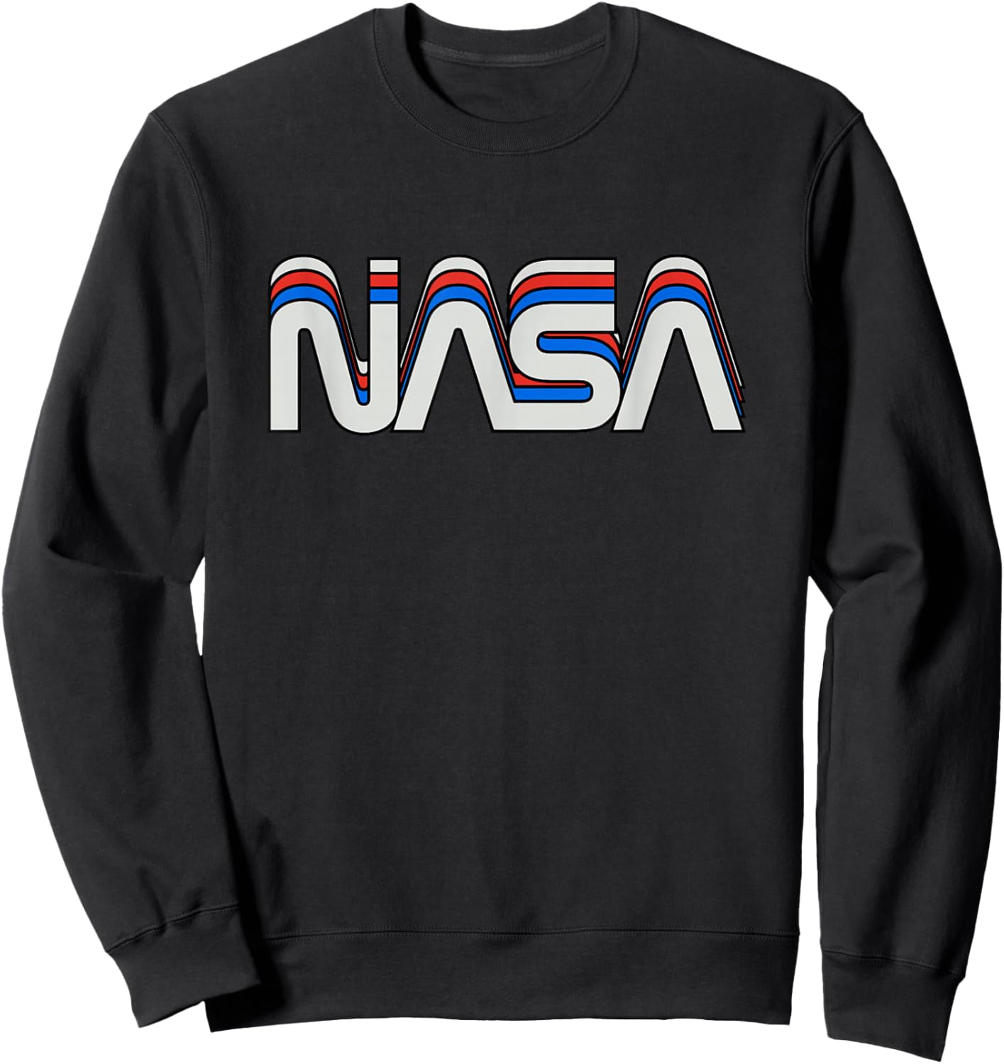 NASA Shirts and Gifts for space geeks and nerds 70s 80s Retro Vintage NASA Worm Logo -Adults, -Kids Black Medium Sweatshirt - Sweatshirt | Black