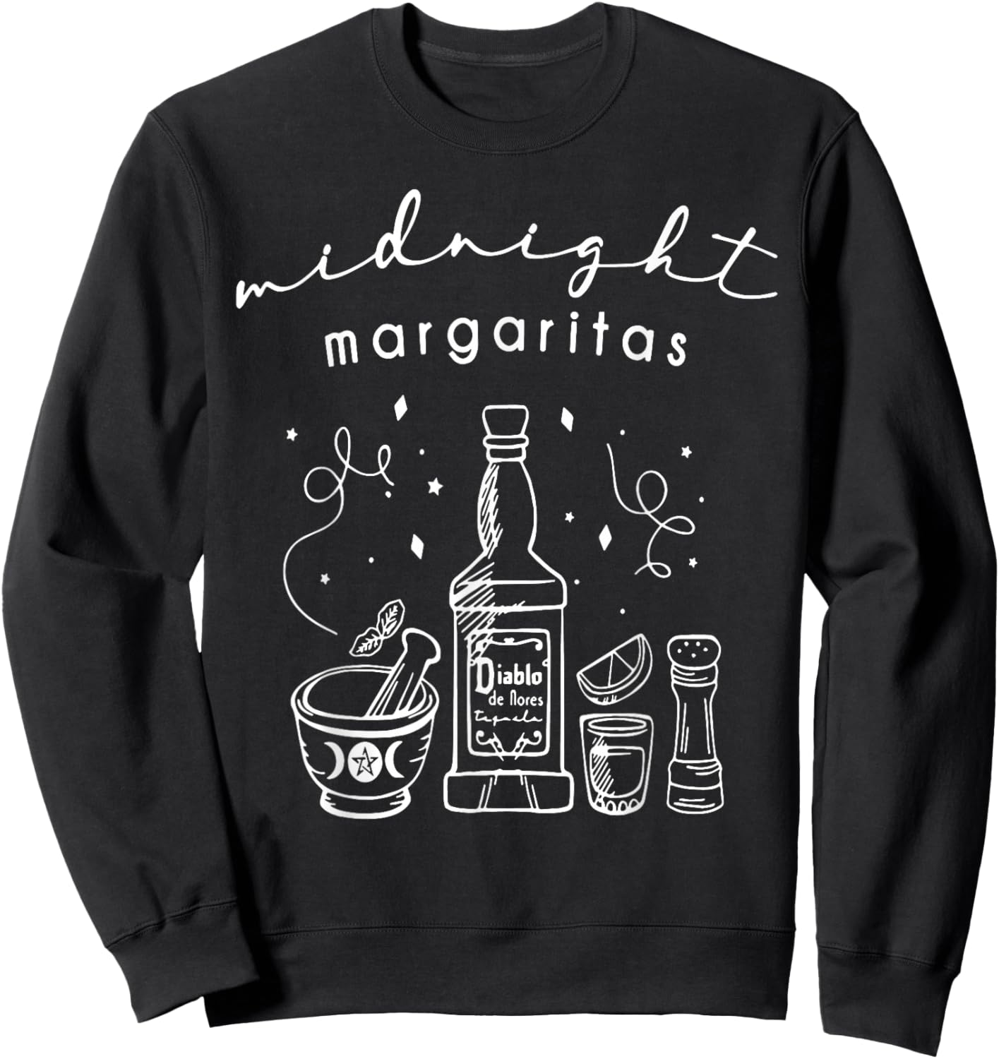 Midnight Margaritas Funny Halloween Witches Sweatshirt - Sweatshirt | Black