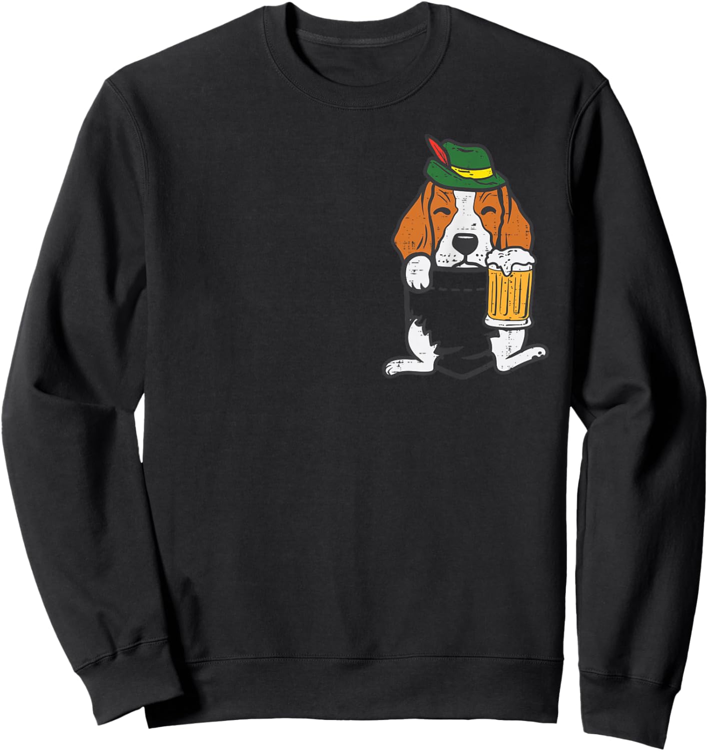 Pocket German Beagle Feet Oktoberfest Bavarian Dog Men Women Sweatshirt - Sweatshirt | Black