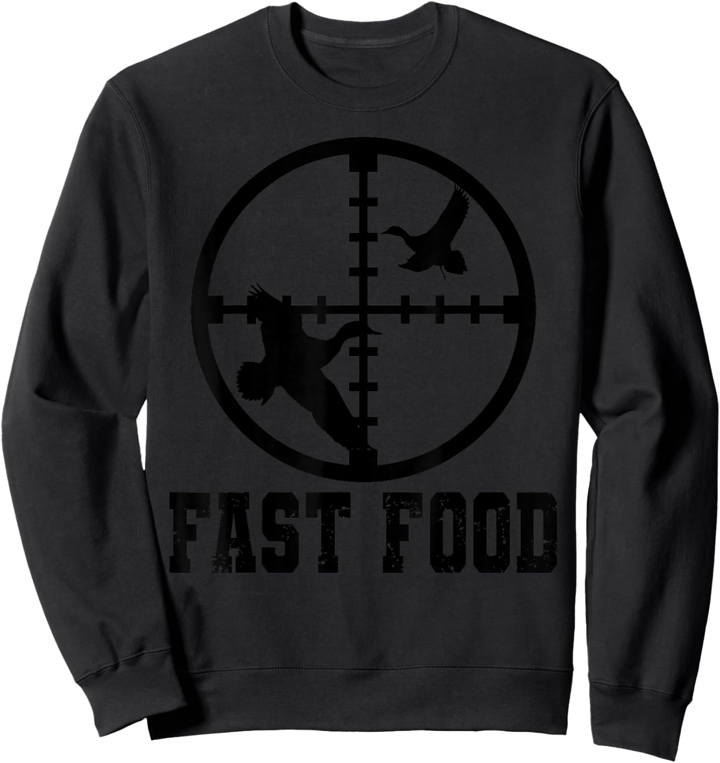 Hunter Store Wildlife Hunting Camping and more Men's Duck Hunting Funny Hunter Fast Food Grey X-Small Modern Letter Print Short Sleeve Sweatshirt - Sweatshirt | Black