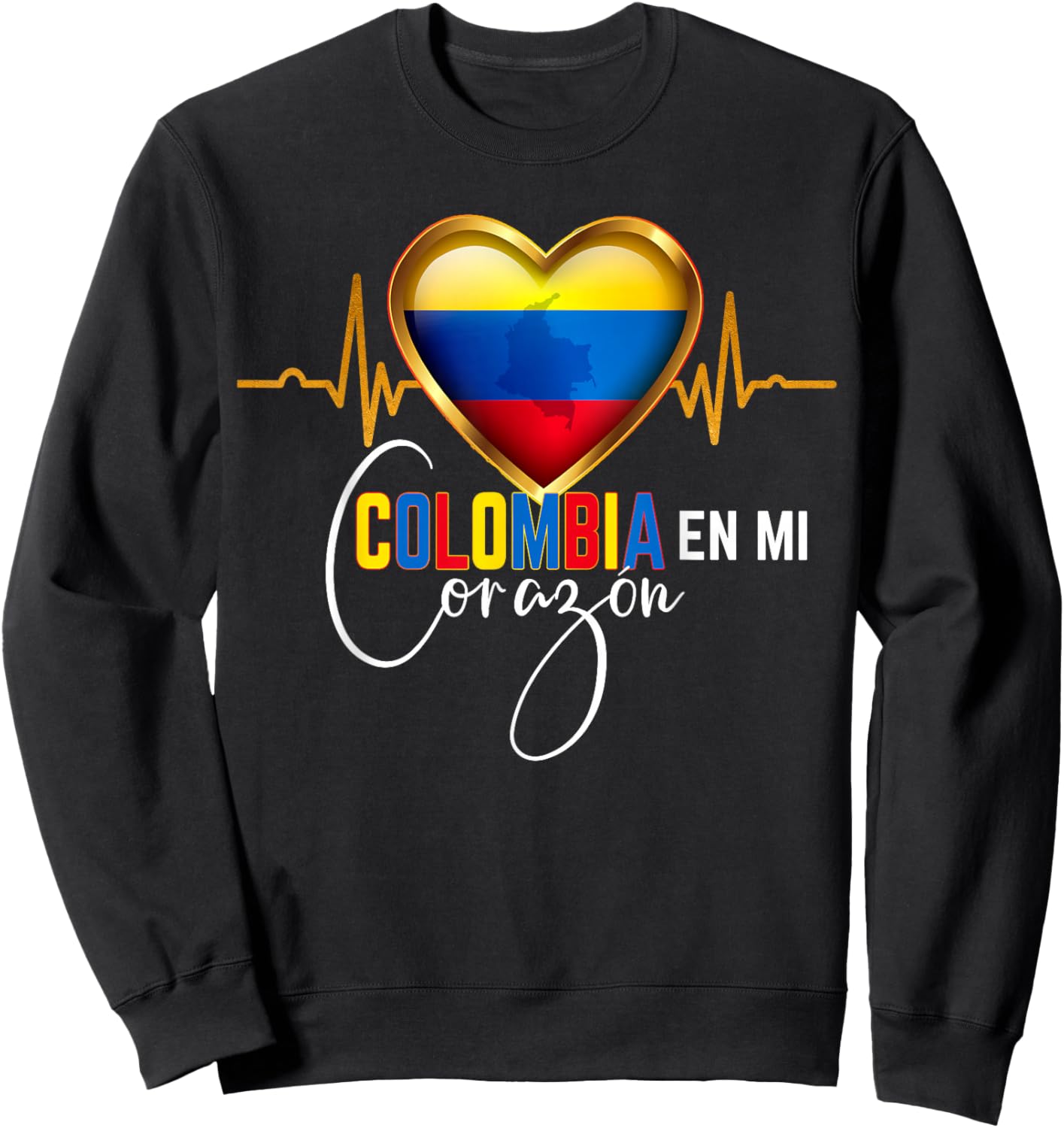 Colombia en mi Corazon Colombian Pride Matching Sweatshirt - Sweatshirt | Black