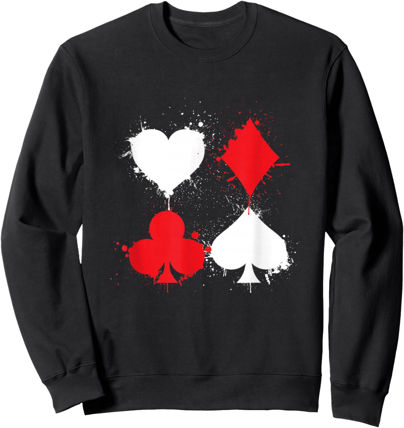 Playing Cards Poker Heart Spade Diamond Club Sweatshirt - Sweatshirt | Black