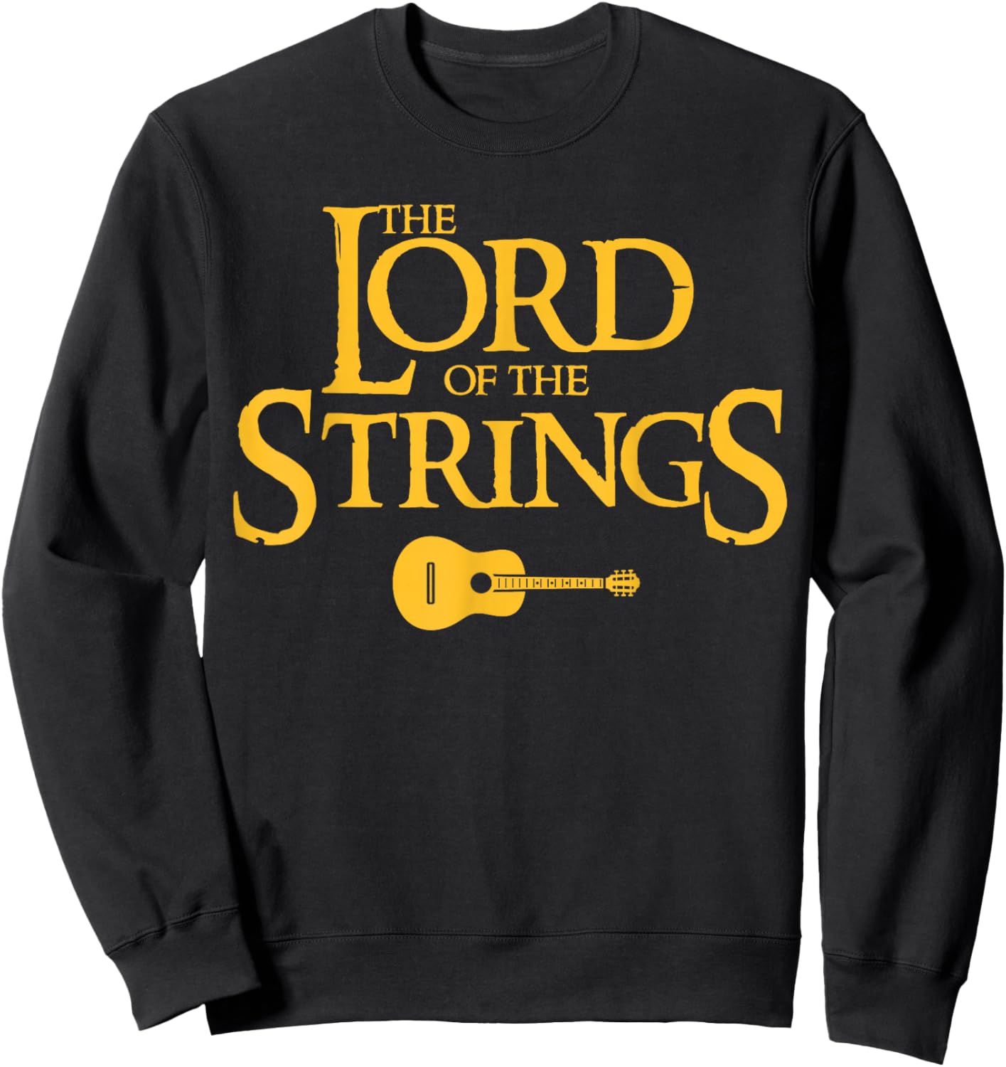 Miftees Guitar Lord of the Strings - Men's Adults Black Short Sleeve Classic Fit Cotton Polyester - Small Sweatshirt - Sweatshirt | Black