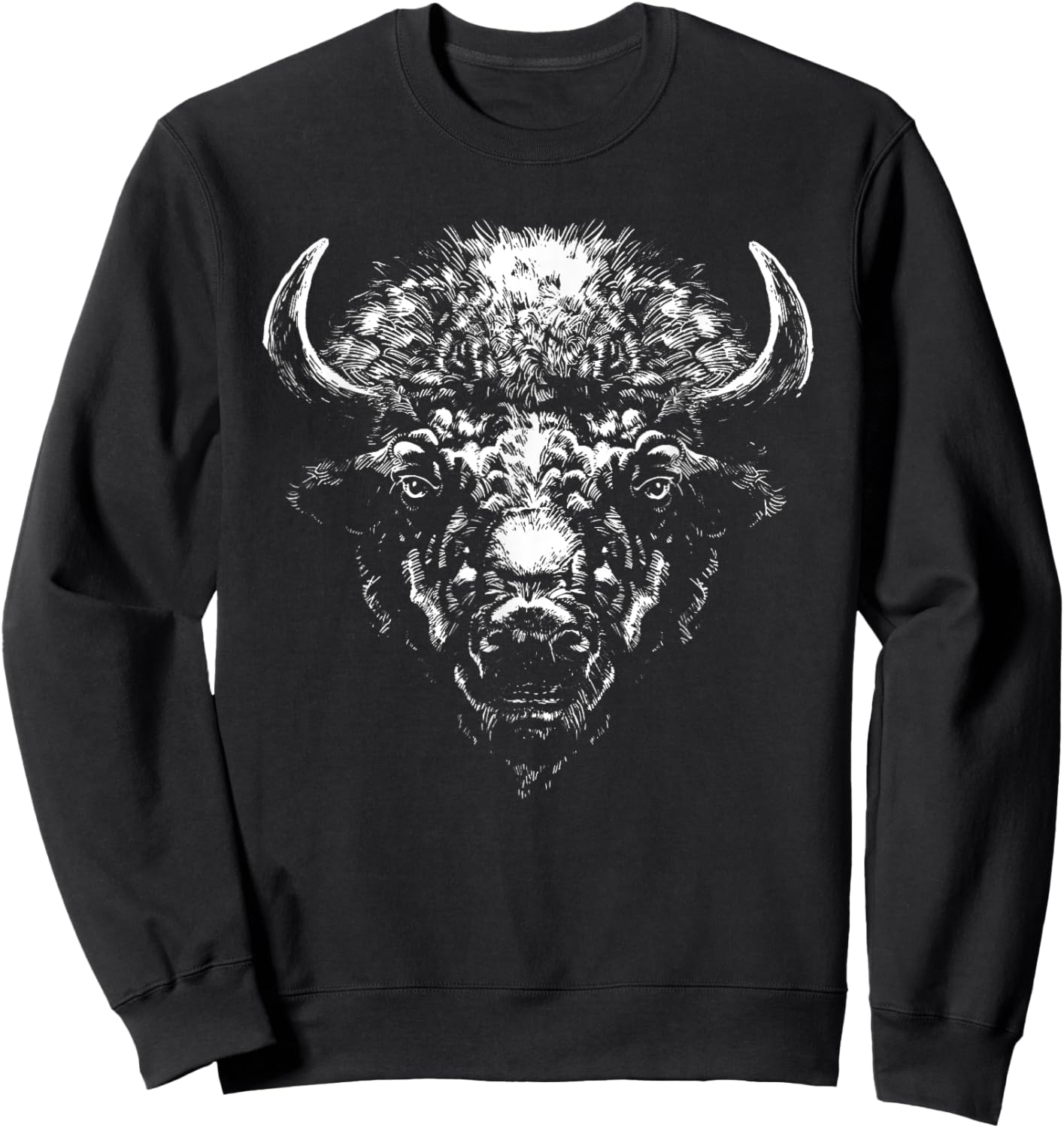 Retro Buffalo Silhouette Bison Wild Animal Sweatshirt - Sweatshirt | Black