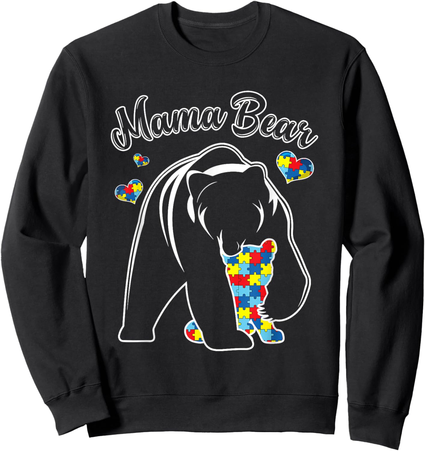 Cute Mama Bear Autism Awareness Autistic Family Lover Sweatshirt - Sweatshirt | Black