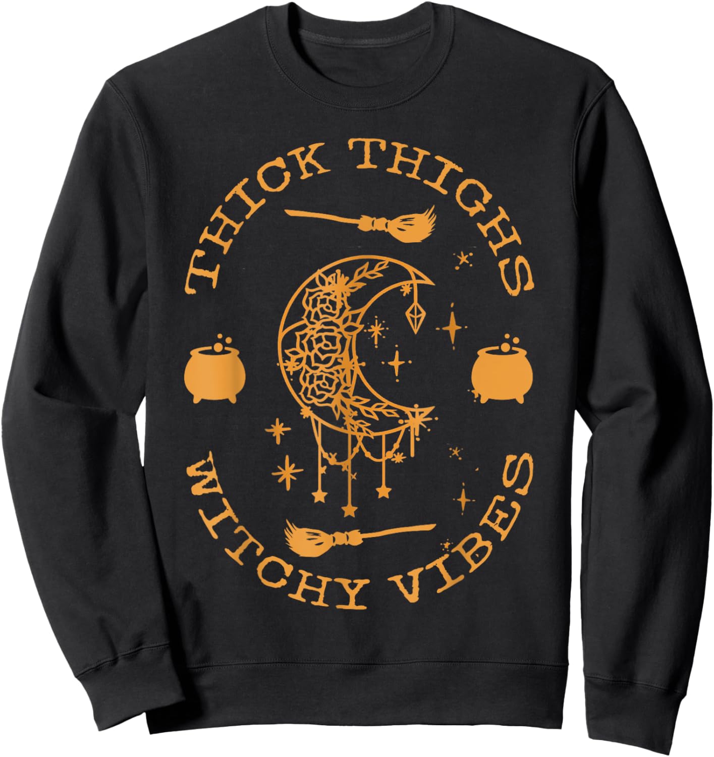 Thick thighs and spooky vibes, thick thighs and vibes Sweatshirt - Sweatshirt | Black